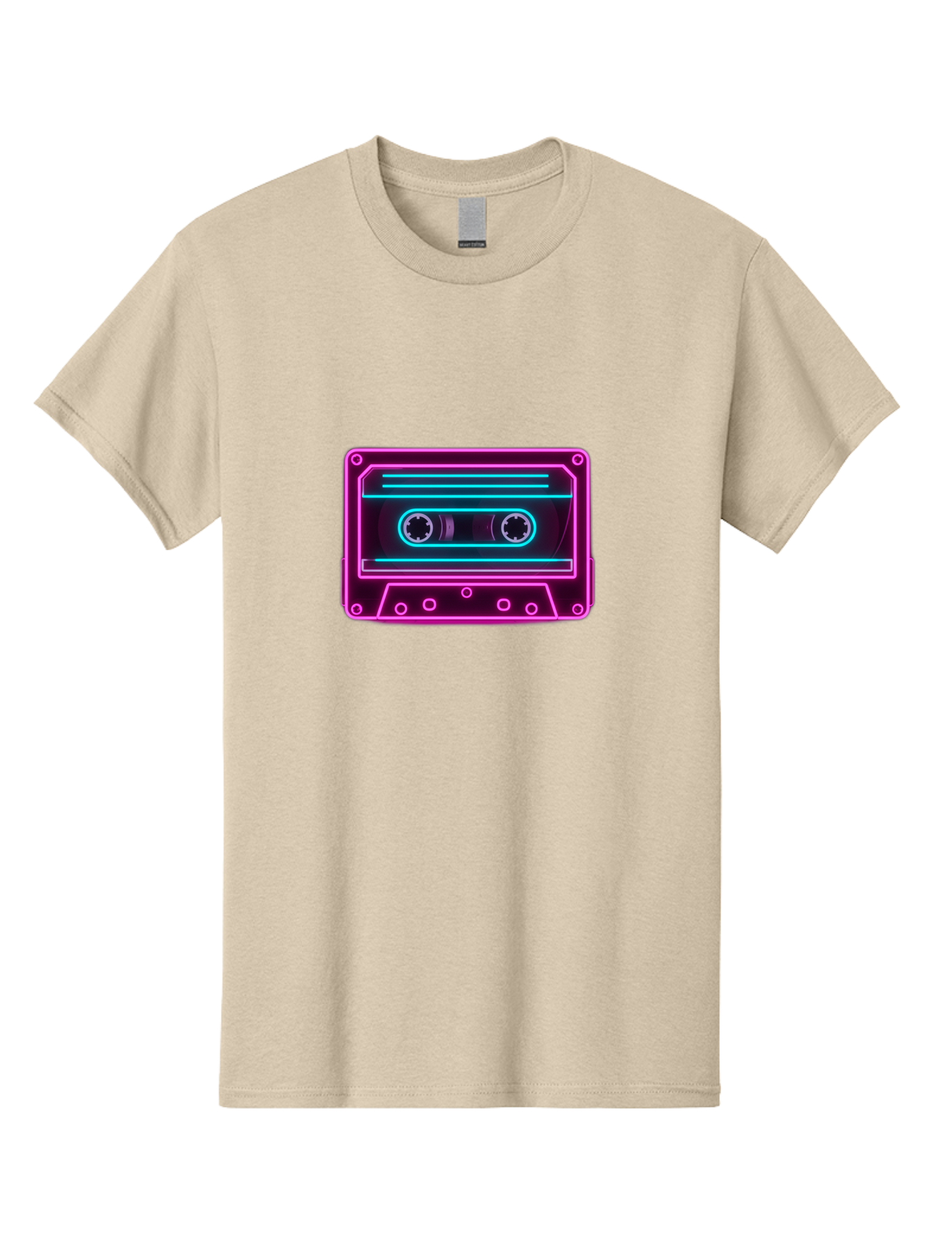 Cassette-Tape-2 Men'S Graphic Tee, 100% Cotton, Comfortable Casual Summer Wear, Machine Washable, Retro Cassette Tape, Neon Lights, Colorful, Nostalgic Music, 80S And 90S Vibe, Music Technology, Audio Nostalgia, Vintage Electronics, Baa260