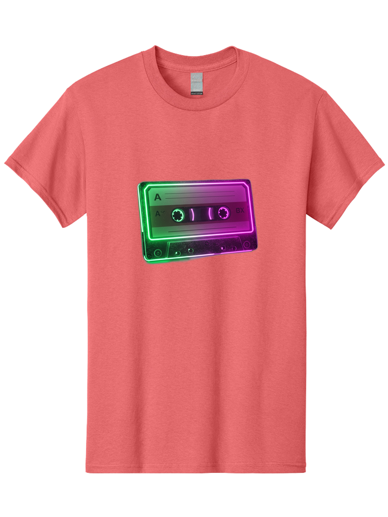 Cassette-Tape-3 Men'S Graphic Tee, 100% Cotton, Comfortable Casual Summer Wear, Machine Washable, Cassette Tape, Retro Music, Vintage Technology, A Side, Music Nostalgia, Cassette Player, Retro Aesthetics, Glowing Effect, Baa261