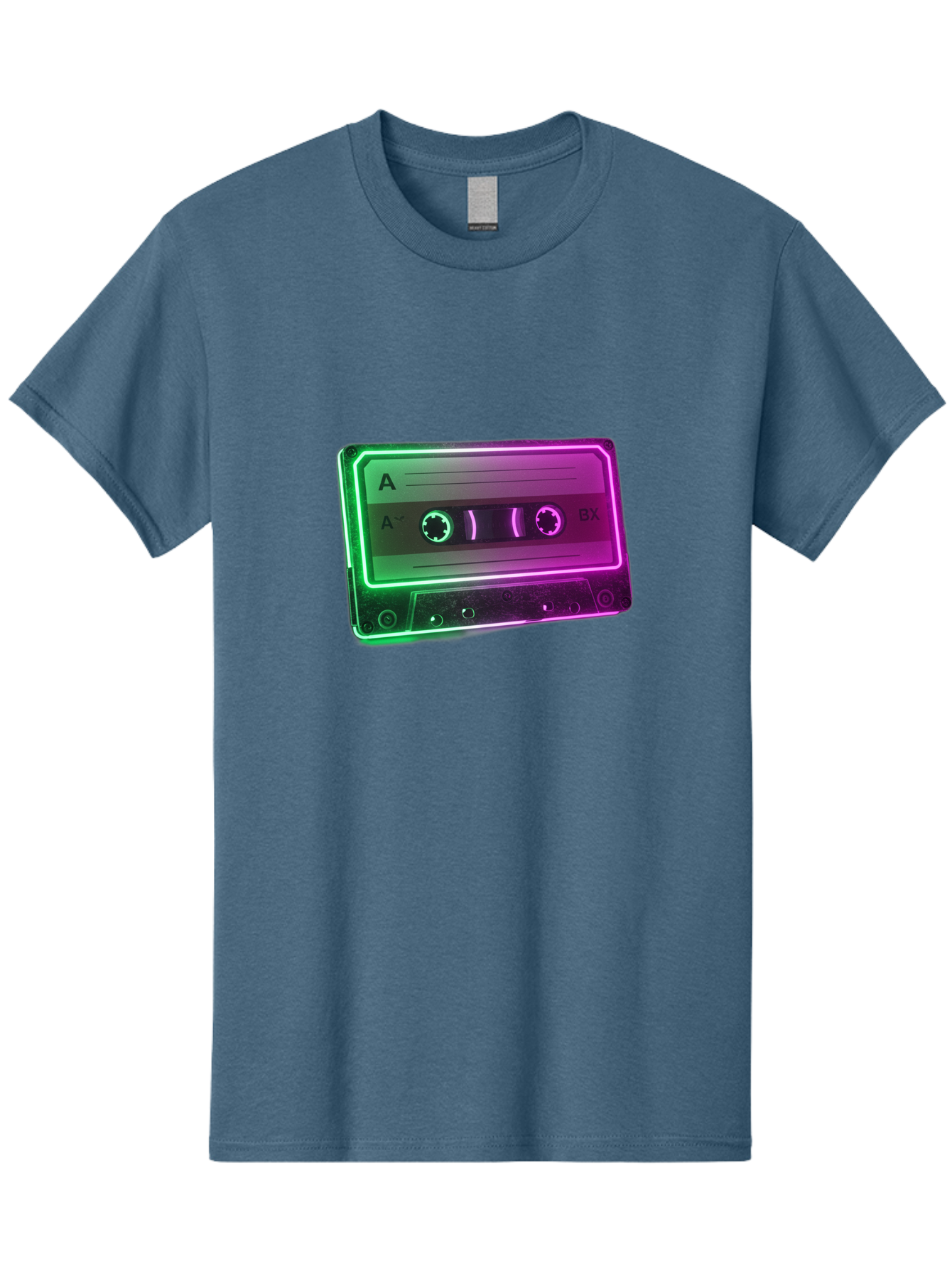 Cassette-Tape-3 Men'S Graphic Tee, 100% Cotton, Comfortable Casual Summer Wear, Machine Washable, Cassette Tape, Retro Music, Vintage Technology, A Side, Music Nostalgia, Cassette Player, Retro Aesthetics, Glowing Effect, Baa261