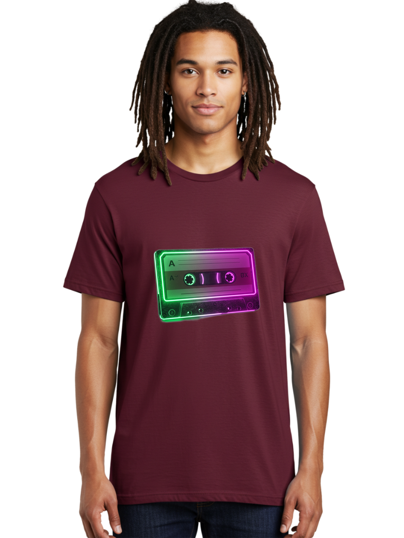 Cassette-Tape-3 Men'S Graphic Tee, 100% Cotton, Comfortable Casual Summer Wear, Machine Washable, Cassette Tape, Retro Music, Vintage Technology, A Side, Music Nostalgia, Cassette Player, Retro Aesthetics, Glowing Effect, Baa261