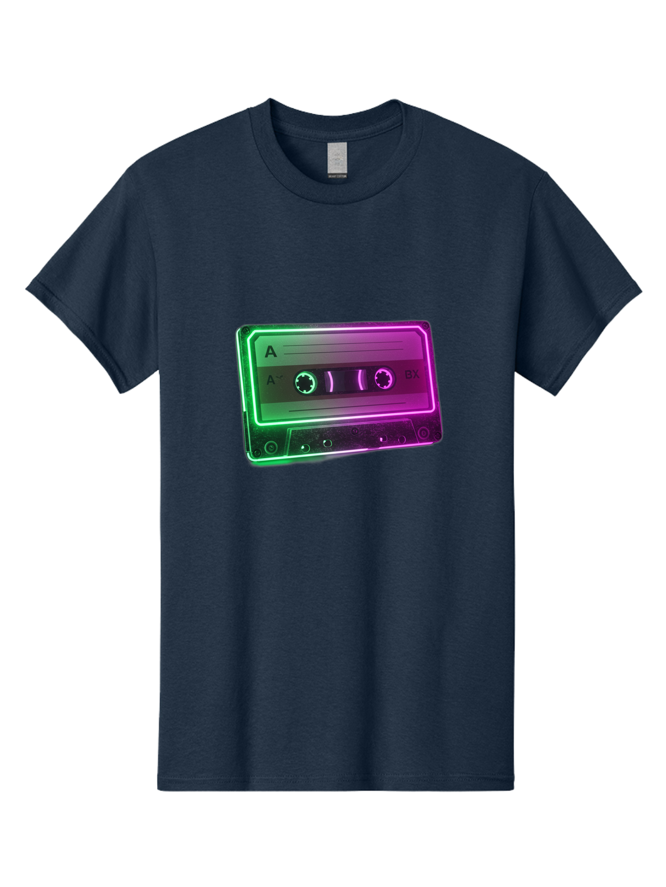 Cassette-Tape-3 Men'S Graphic Tee, 100% Cotton, Comfortable Casual Summer Wear, Machine Washable, Cassette Tape, Retro Music, Vintage Technology, A Side, Music Nostalgia, Cassette Player, Retro Aesthetics, Glowing Effect, Baa261