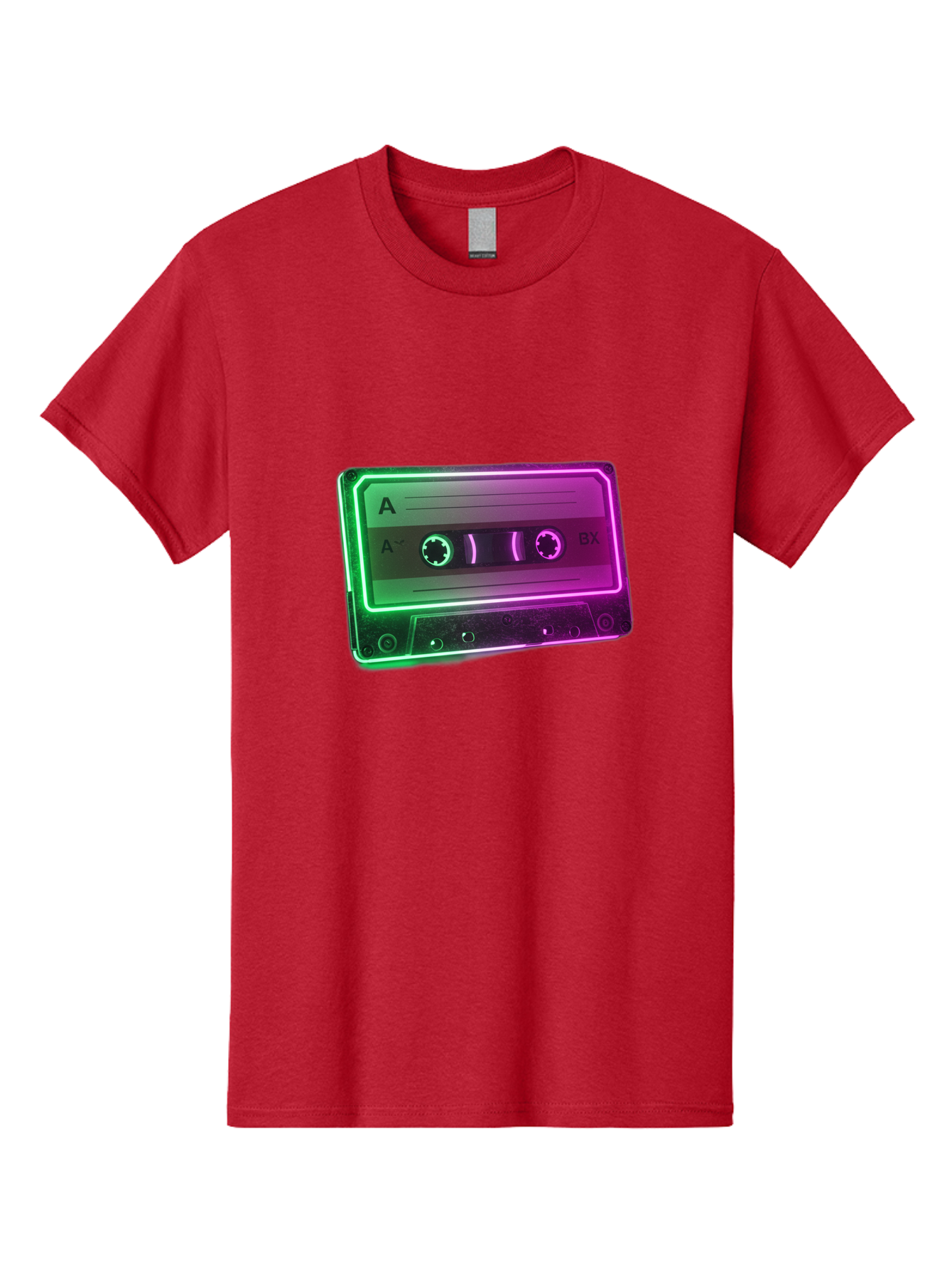 Cassette-Tape-3 Men'S Graphic Tee, 100% Cotton, Comfortable Casual Summer Wear, Machine Washable, Cassette Tape, Retro Music, Vintage Technology, A Side, Music Nostalgia, Cassette Player, Retro Aesthetics, Glowing Effect, Baa261