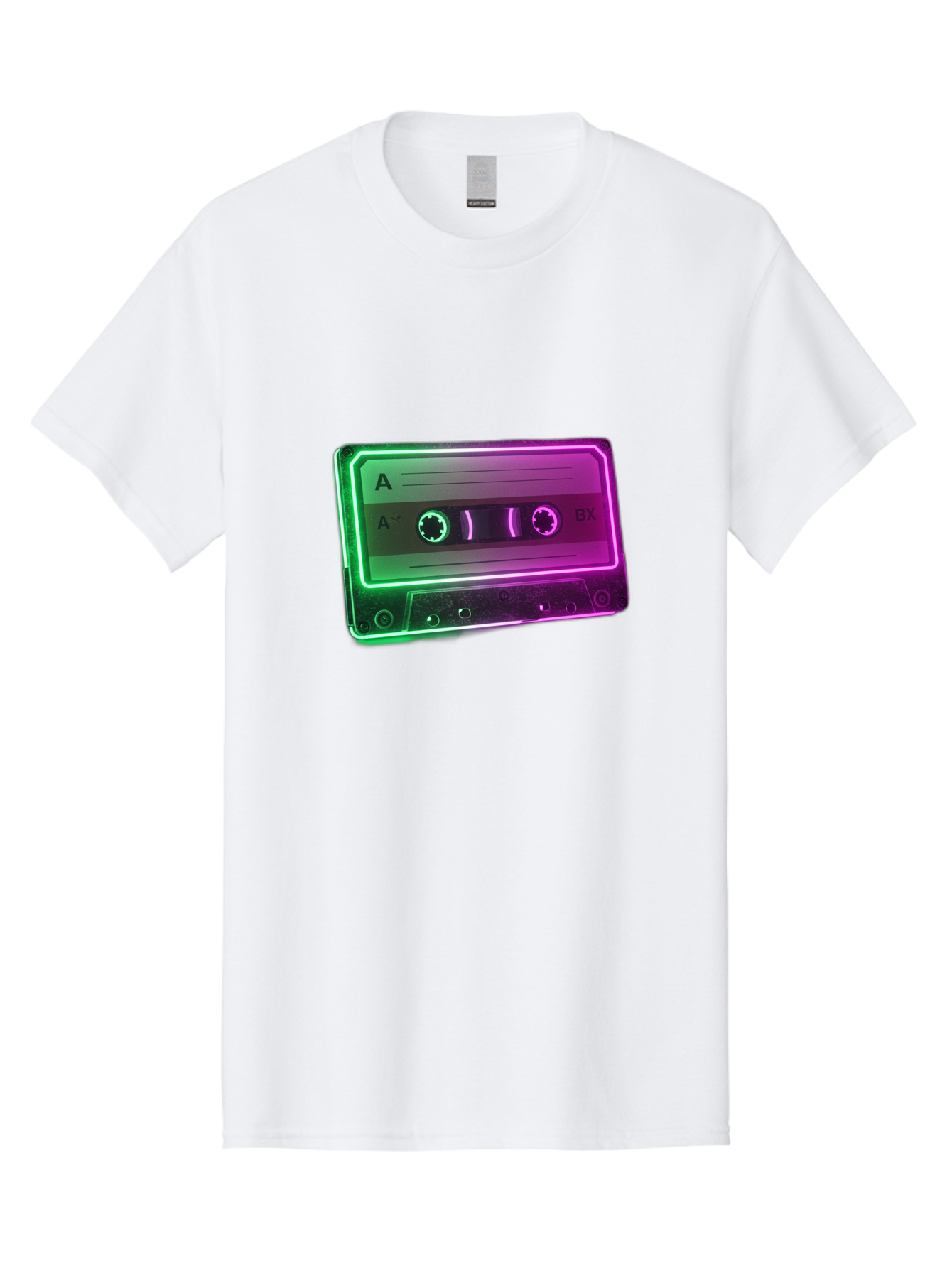 Cassette-Tape-3 Men'S Graphic Tee, 100% Cotton, Comfortable Casual Summer Wear, Machine Washable, Cassette Tape, Retro Music, Vintage Technology, A Side, Music Nostalgia, Cassette Player, Retro Aesthetics, Glowing Effect, Baa261