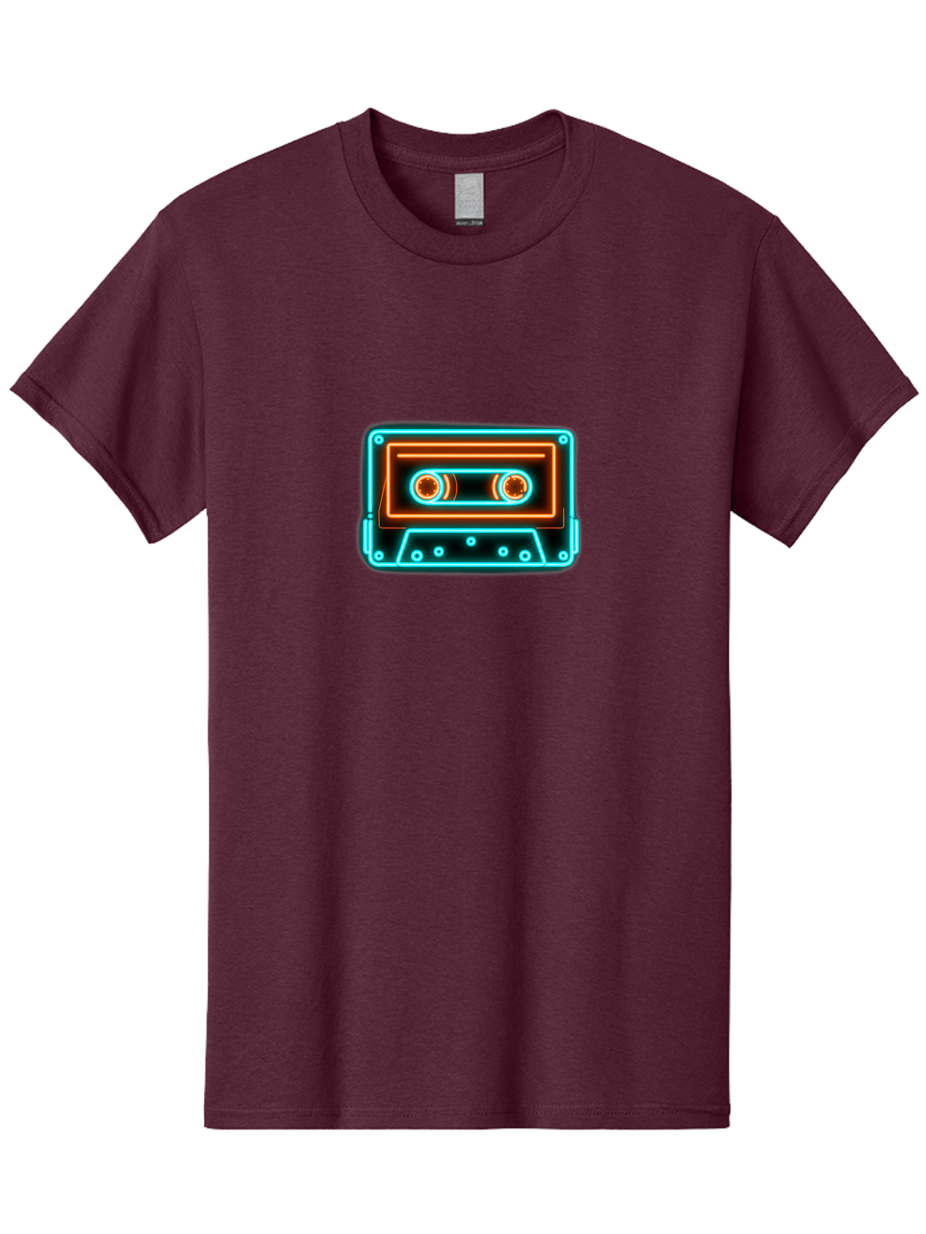 Cassette-Tape-6 Men'S Graphic Tee, 100% Cotton, Comfortable Casual Summer Wear, Machine Washable, Retro Cassette Tape, Neon Lights, Vibrant Colors, Nostalgic Music, Retro Technology, 80S And 90S Memorabilia, Music Lover, Vintage Audio Baa264