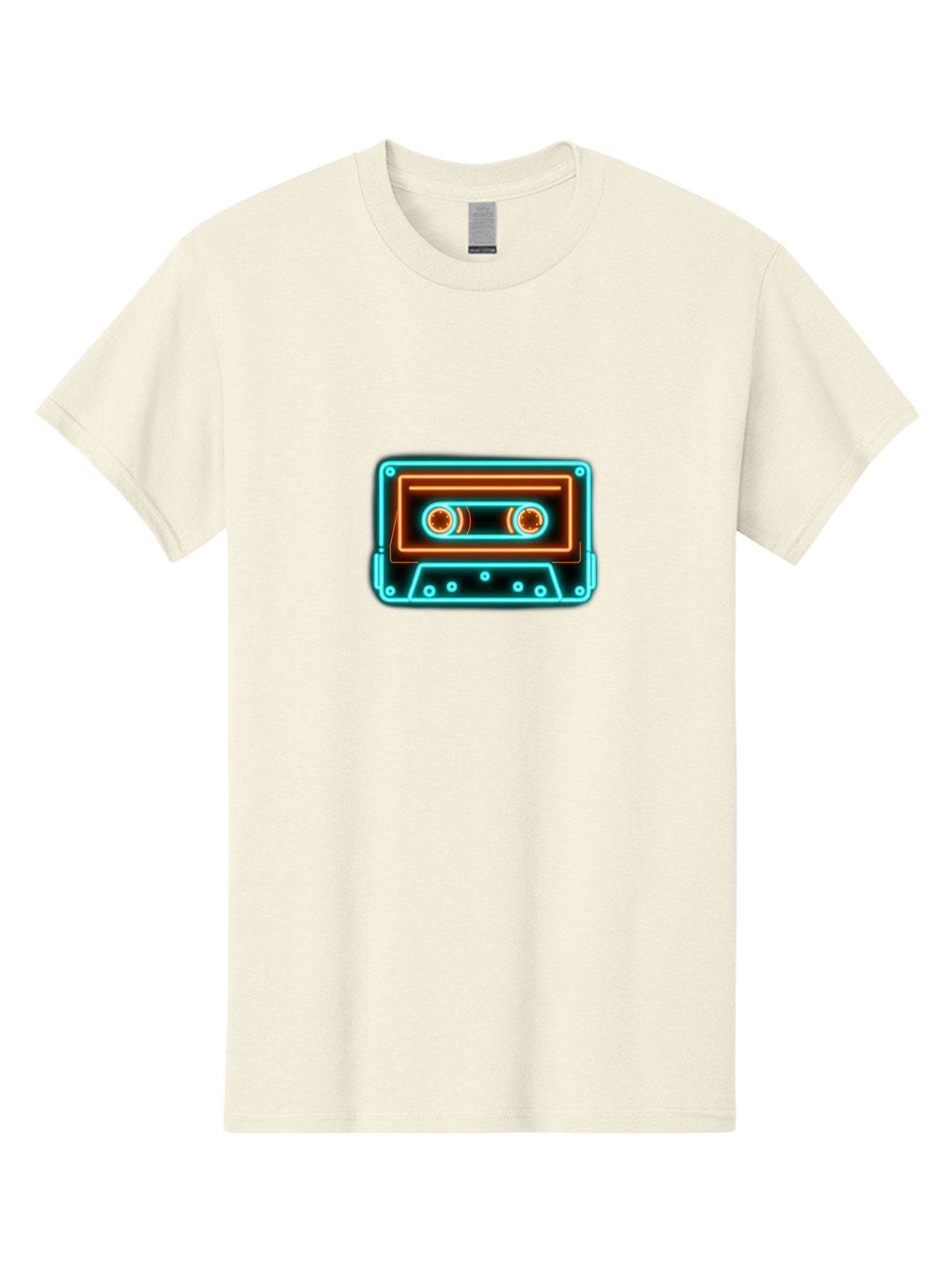 Cassette-Tape-6 Men'S Graphic Tee, 100% Cotton, Comfortable Casual Summer Wear, Machine Washable, Retro Cassette Tape, Neon Lights, Vibrant Colors, Nostalgic Music, Retro Technology, 80S And 90S Memorabilia, Music Lover, Vintage Audio Baa264