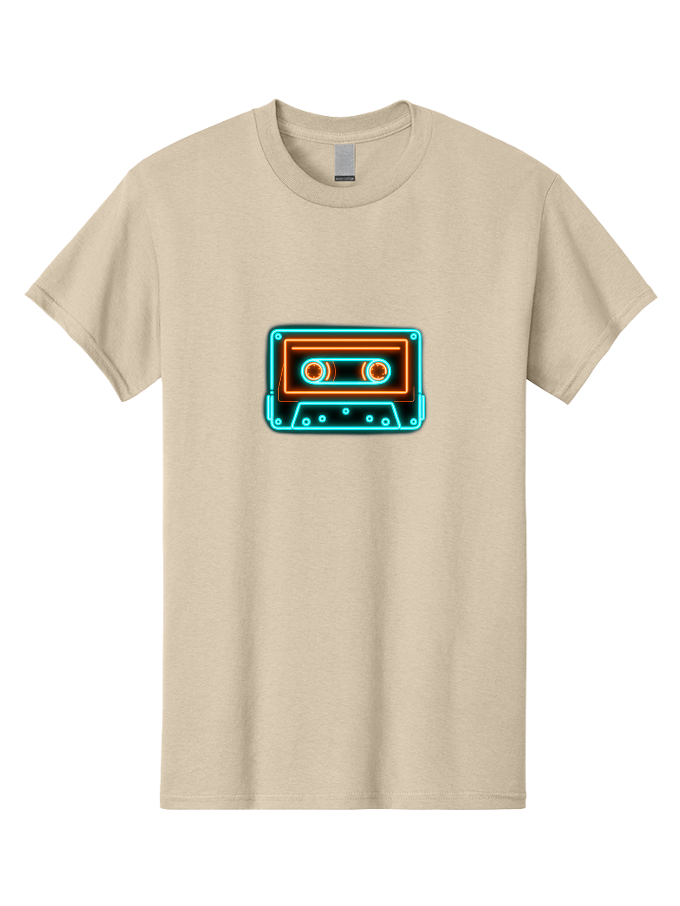 Cassette-Tape-6 Men'S Graphic Tee, 100% Cotton, Comfortable Casual Summer Wear, Machine Washable, Retro Cassette Tape, Neon Lights, Vibrant Colors, Nostalgic Music, Retro Technology, 80S And 90S Memorabilia, Music Lover, Vintage Audio Baa264