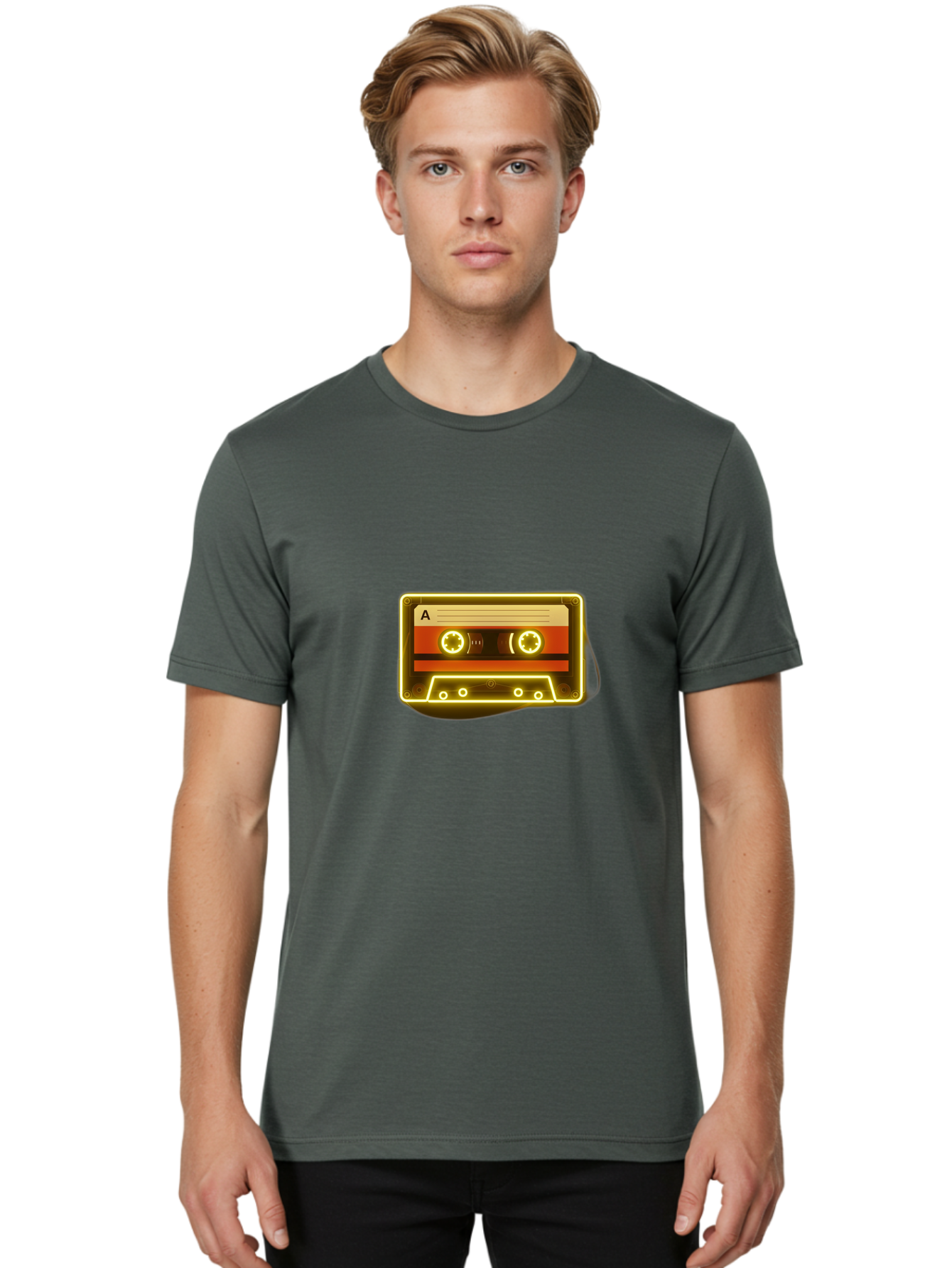Cassette-Tape-A-4 Men'S Graphic Tee, 100% Cotton, Comfortable Casual Summer Wear, Machine Washable, Retro Cassette Tape, Vintage Music, Nostalgic Technology, Classic Audio, Mixtape, Music Lover, Retro Aesthetic, 80S And 90S Vibe, A Side Baa268