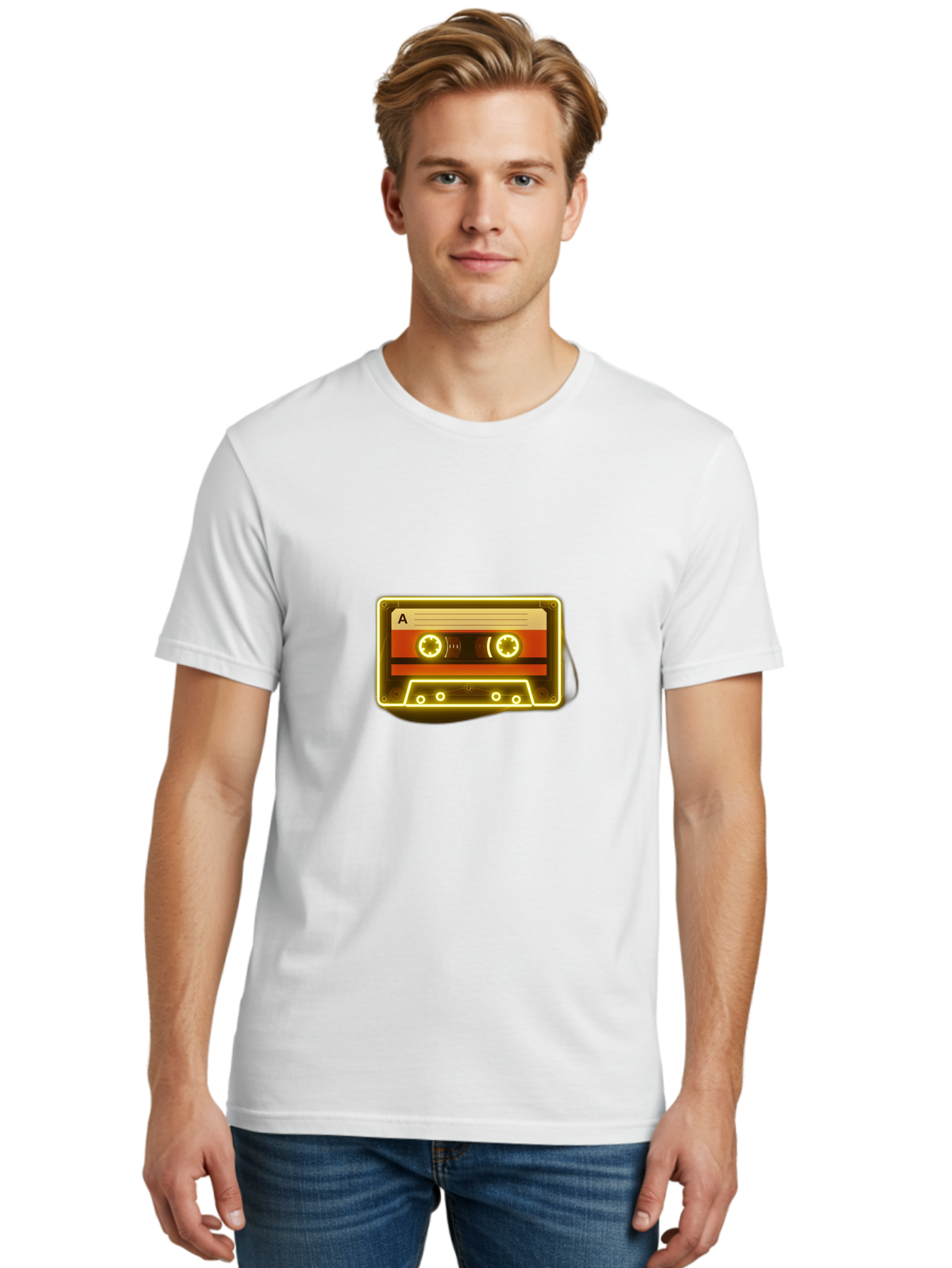 Cassette-Tape-A-4 Men'S Graphic Tee, 100% Cotton, Comfortable Casual Summer Wear, Machine Washable, Retro Cassette Tape, Vintage Music, Nostalgic Technology, Classic Audio, Mixtape, Music Lover, Retro Aesthetic, 80S And 90S Vibe, A Side Baa268