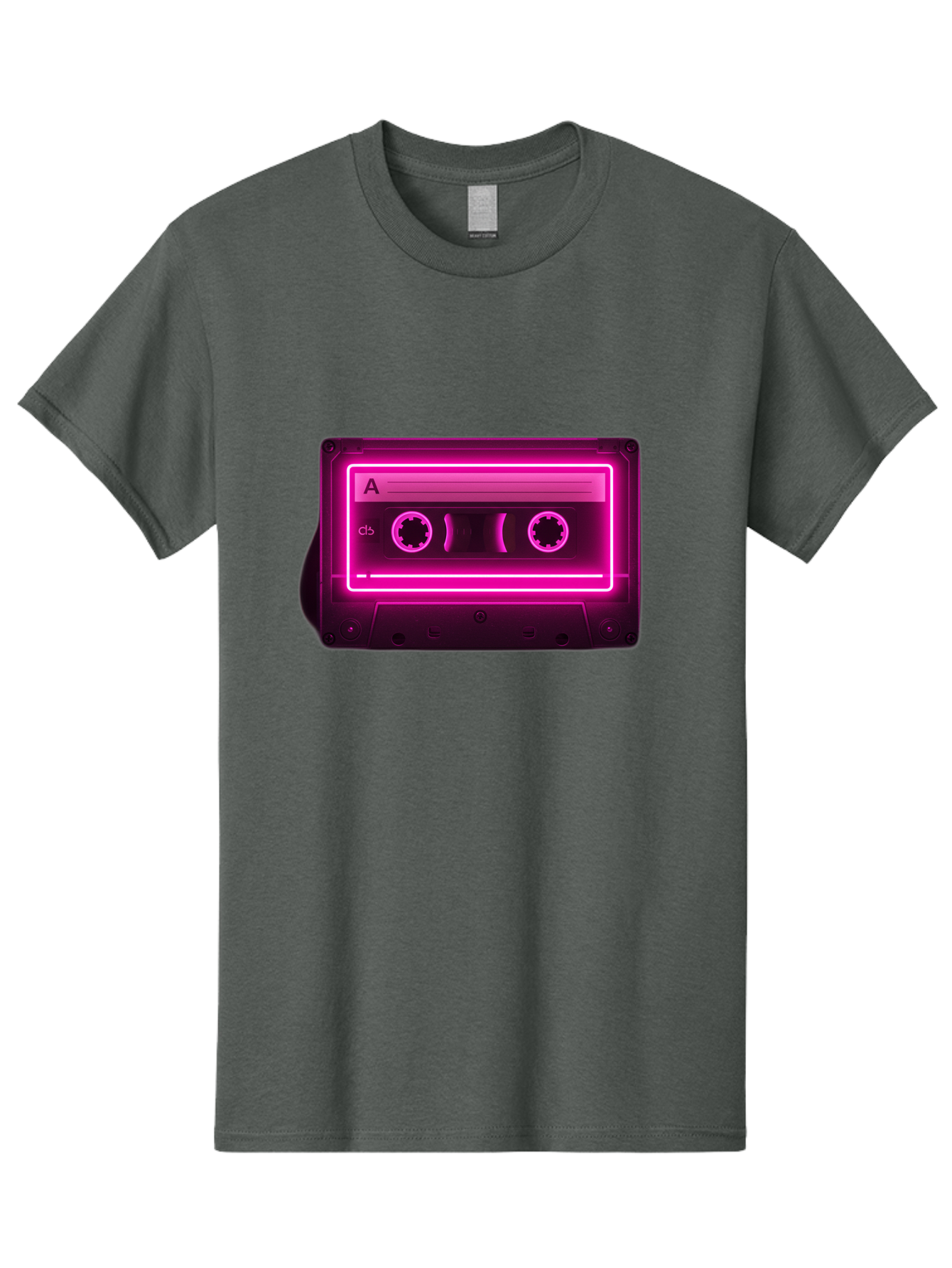 Cassette-Tape-A-5 Men'S Graphic Tee, 100% Cotton, Comfortable Casual Summer Wear, Machine Washable, Cassette Tape, Retro Music, Vintage Technology, Neon Lights, Pink Glow, Cassette A, Cb Label, 80S Nostalgia, Music Lover, Retro Vibe Baa269