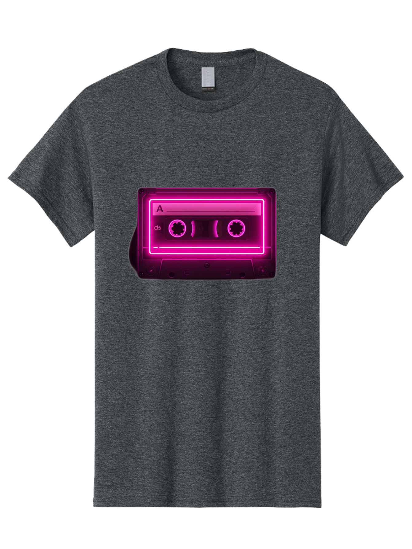 Cassette-Tape-A-5 Men'S Graphic Tee, 100% Cotton, Comfortable Casual Summer Wear, Machine Washable, Cassette Tape, Retro Music, Vintage Technology, Neon Lights, Pink Glow, Cassette A, Cb Label, 80S Nostalgia, Music Lover, Retro Vibe Baa269