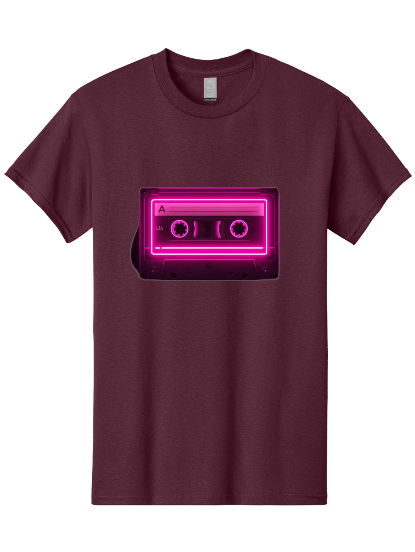 Cassette-Tape-A-5 Men'S Graphic Tee, 100% Cotton, Comfortable Casual Summer Wear, Machine Washable, Cassette Tape, Retro Music, Vintage Technology, Neon Lights, Pink Glow, Cassette A, Cb Label, 80S Nostalgia, Music Lover, Retro Vibe Baa269