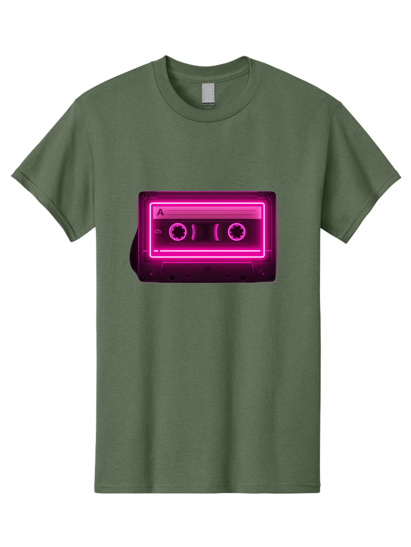 Cassette-Tape-A-5 Men'S Graphic Tee, 100% Cotton, Comfortable Casual Summer Wear, Machine Washable, Cassette Tape, Retro Music, Vintage Technology, Neon Lights, Pink Glow, Cassette A, Cb Label, 80S Nostalgia, Music Lover, Retro Vibe Baa269