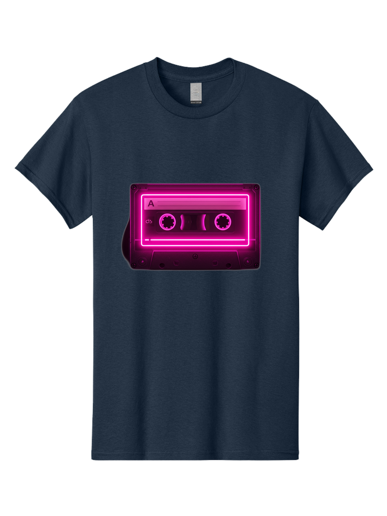Cassette-Tape-A-5 Men'S Graphic Tee, 100% Cotton, Comfortable Casual Summer Wear, Machine Washable, Cassette Tape, Retro Music, Vintage Technology, Neon Lights, Pink Glow, Cassette A, Cb Label, 80S Nostalgia, Music Lover, Retro Vibe Baa269