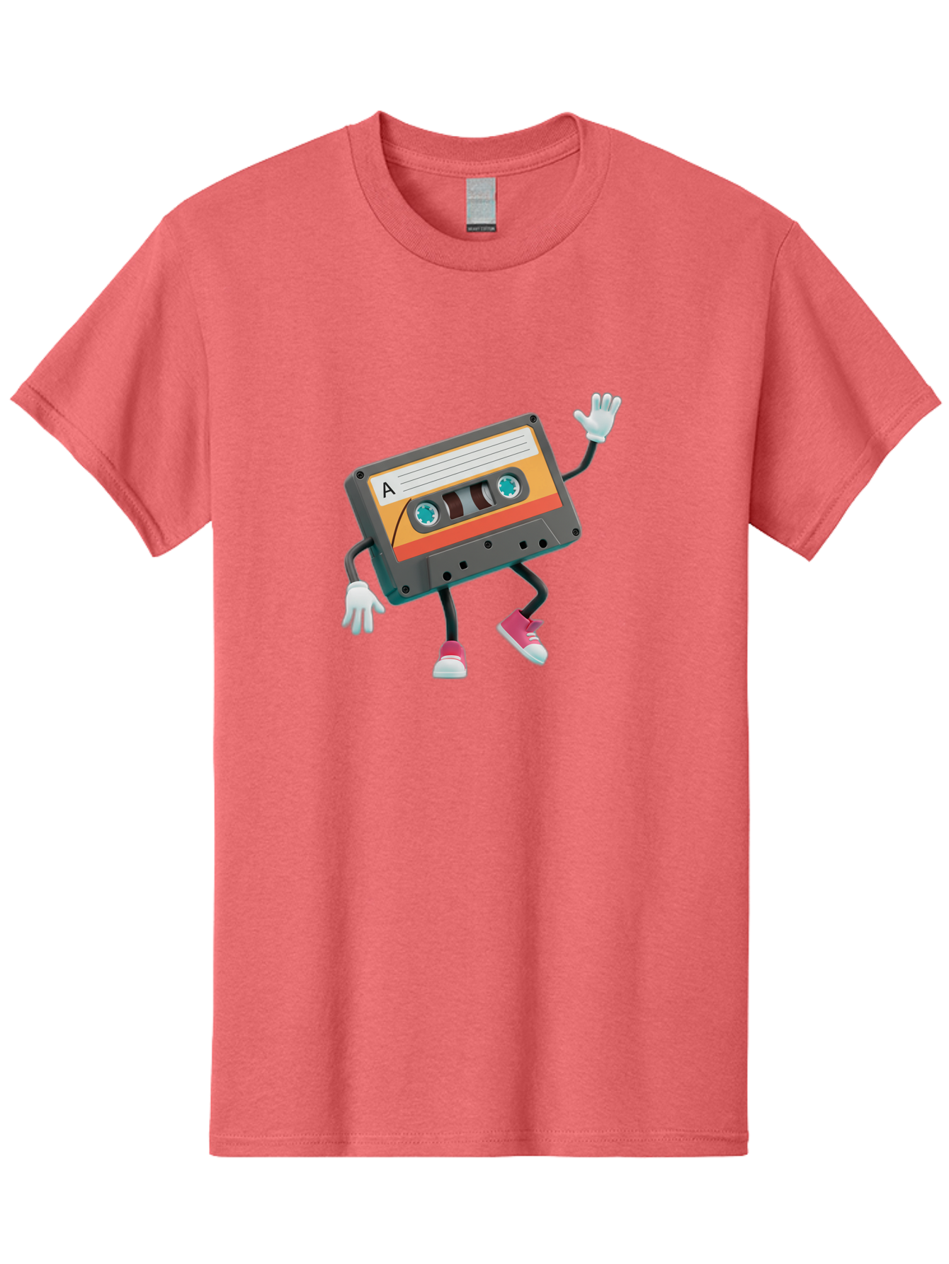 Cassette-Tape-A Men'S Graphic Tee, 100% Cotton, Comfortable Casual Summer Wear, Machine Washable, Retro Cassette Tape, Anthropomorphic Cassette, Cartoon Character, Mixtape Nostalgia, Retro Music, Funky Art, Playful Design, Vintage Vibes, Baa271