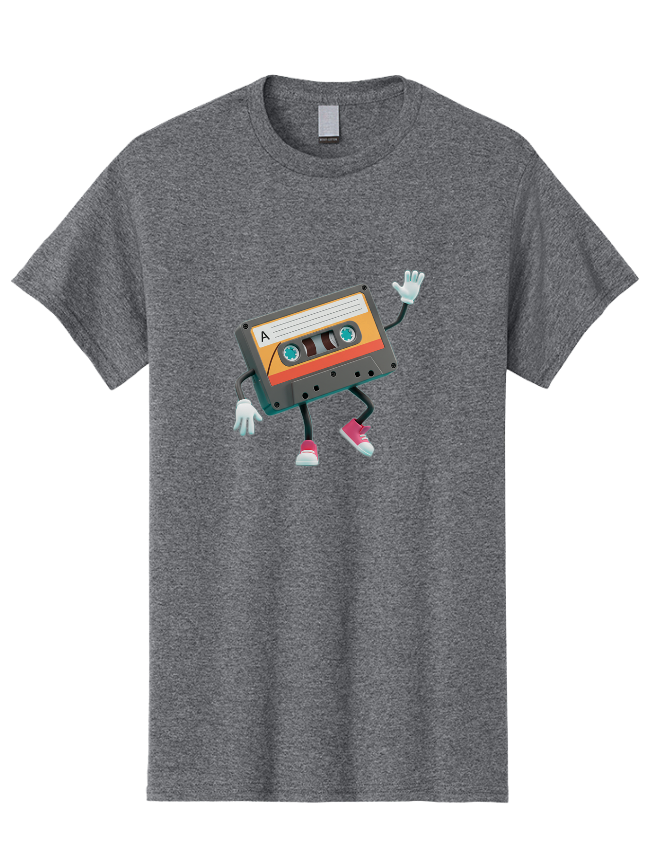 Cassette-Tape-A Men'S Graphic Tee, 100% Cotton, Comfortable Casual Summer Wear, Machine Washable, Retro Cassette Tape, Anthropomorphic Cassette, Cartoon Character, Mixtape Nostalgia, Retro Music, Funky Art, Playful Design, Vintage Vibes, Baa271