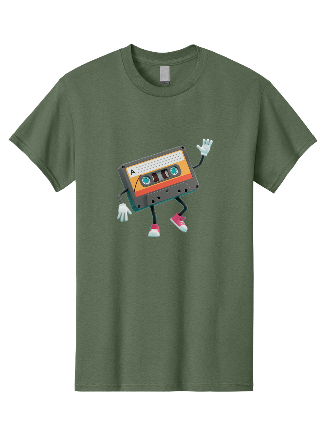Cassette-Tape-A Men'S Graphic Tee, 100% Cotton, Comfortable Casual Summer Wear, Machine Washable, Retro Cassette Tape, Anthropomorphic Cassette, Cartoon Character, Mixtape Nostalgia, Retro Music, Funky Art, Playful Design, Vintage Vibes, Baa271