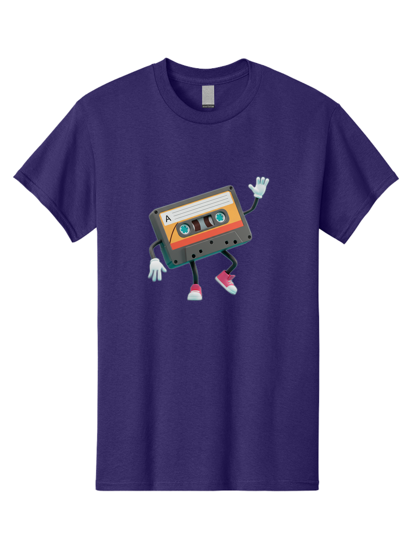 Cassette-Tape-A Men'S Graphic Tee, 100% Cotton, Comfortable Casual Summer Wear, Machine Washable, Retro Cassette Tape, Anthropomorphic Cassette, Cartoon Character, Mixtape Nostalgia, Retro Music, Funky Art, Playful Design, Vintage Vibes, Baa271