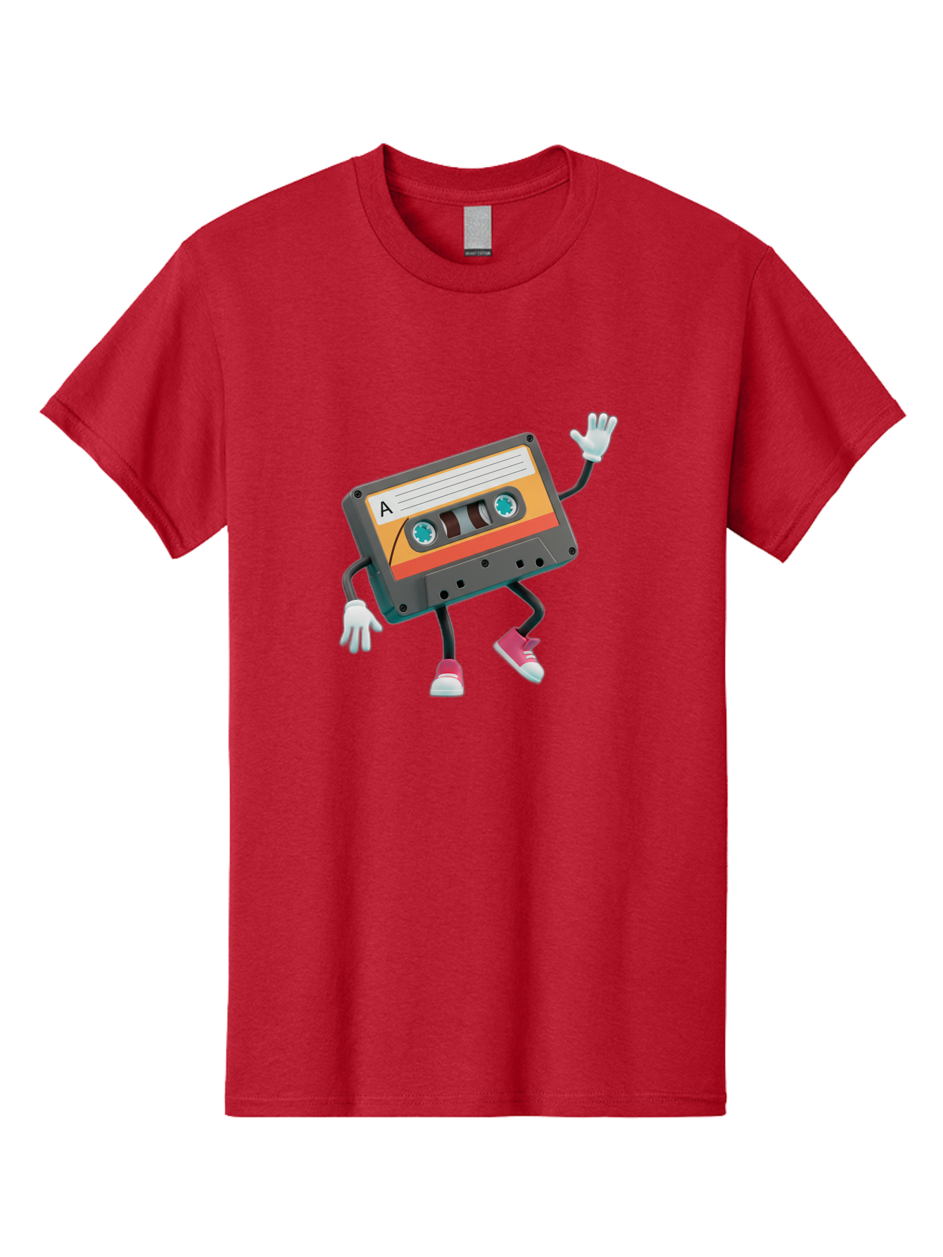 Cassette-Tape-A Men'S Graphic Tee, 100% Cotton, Comfortable Casual Summer Wear, Machine Washable, Retro Cassette Tape, Anthropomorphic Cassette, Cartoon Character, Mixtape Nostalgia, Retro Music, Funky Art, Playful Design, Vintage Vibes, Baa271