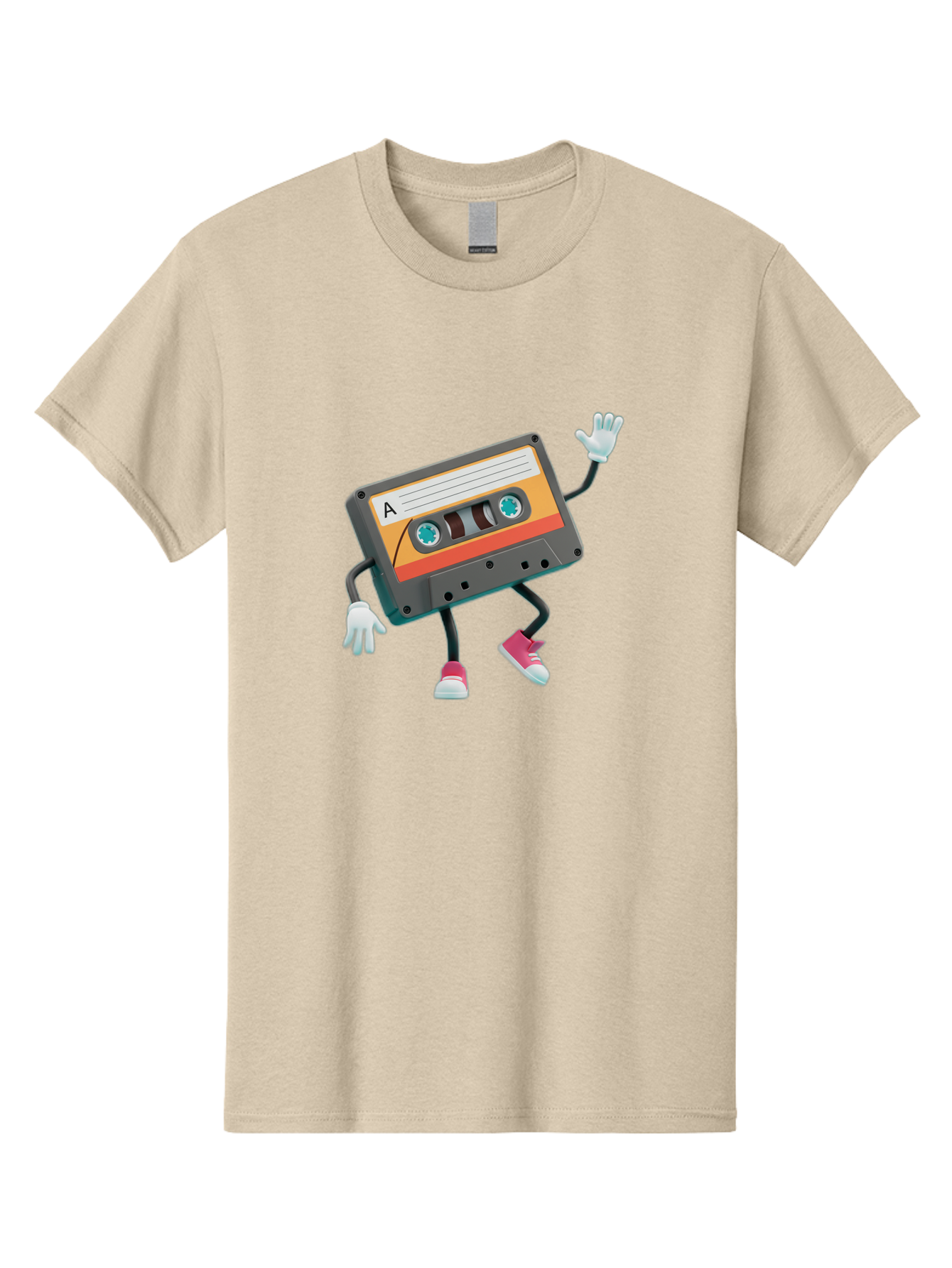 Cassette-Tape-A Men'S Graphic Tee, 100% Cotton, Comfortable Casual Summer Wear, Machine Washable, Retro Cassette Tape, Anthropomorphic Cassette, Cartoon Character, Mixtape Nostalgia, Retro Music, Funky Art, Playful Design, Vintage Vibes, Baa271