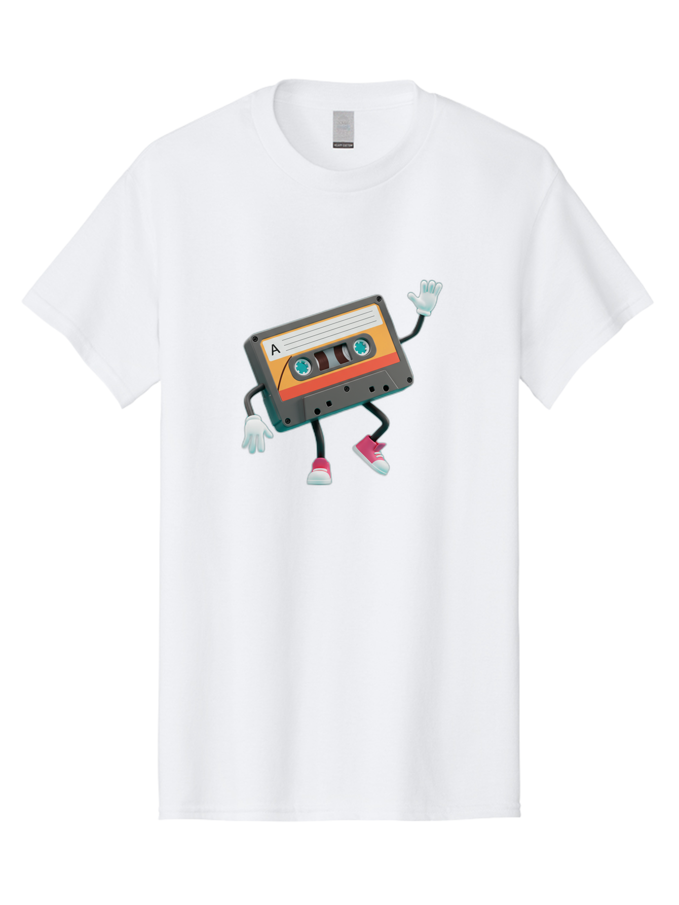 Cassette-Tape-A Men'S Graphic Tee, 100% Cotton, Comfortable Casual Summer Wear, Machine Washable, Retro Cassette Tape, Anthropomorphic Cassette, Cartoon Character, Mixtape Nostalgia, Retro Music, Funky Art, Playful Design, Vintage Vibes, Baa271