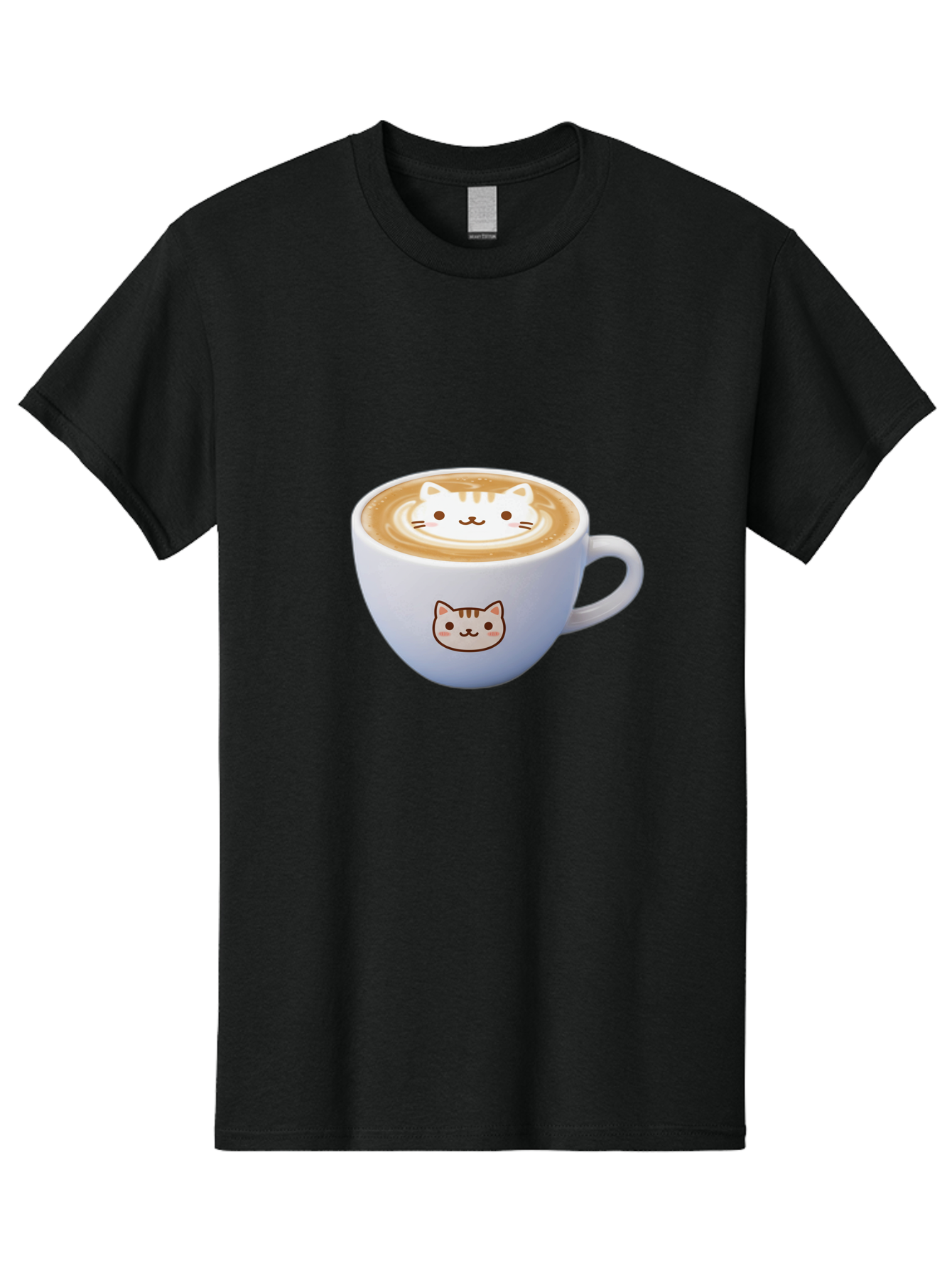 Cat-Coffee Men'S Graphic Tee, 100% Cotton, Comfortable Casual Summer Wear, Machine Washable, Cat Face Latte Art, Coffee Cup Design, Feline Illustration, Cute Cat Graphics, Coffee Culture, Latte Art, Adorable Cat Face Baa275