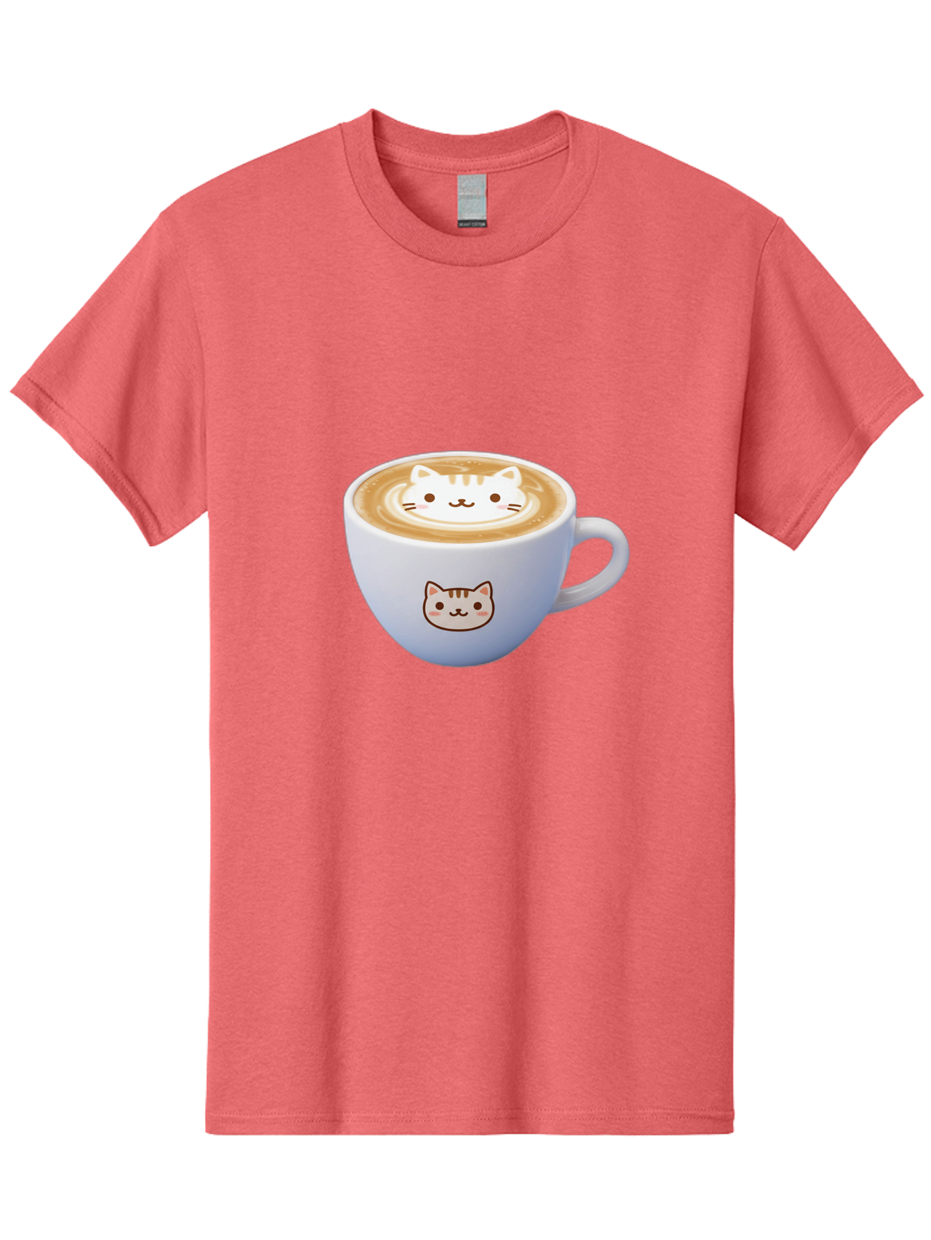 Cat-Coffee Men'S Graphic Tee, 100% Cotton, Comfortable Casual Summer Wear, Machine Washable, Cat Face Latte Art, Coffee Cup Design, Feline Illustration, Cute Cat Graphics, Coffee Culture, Latte Art, Adorable Cat Face Baa275