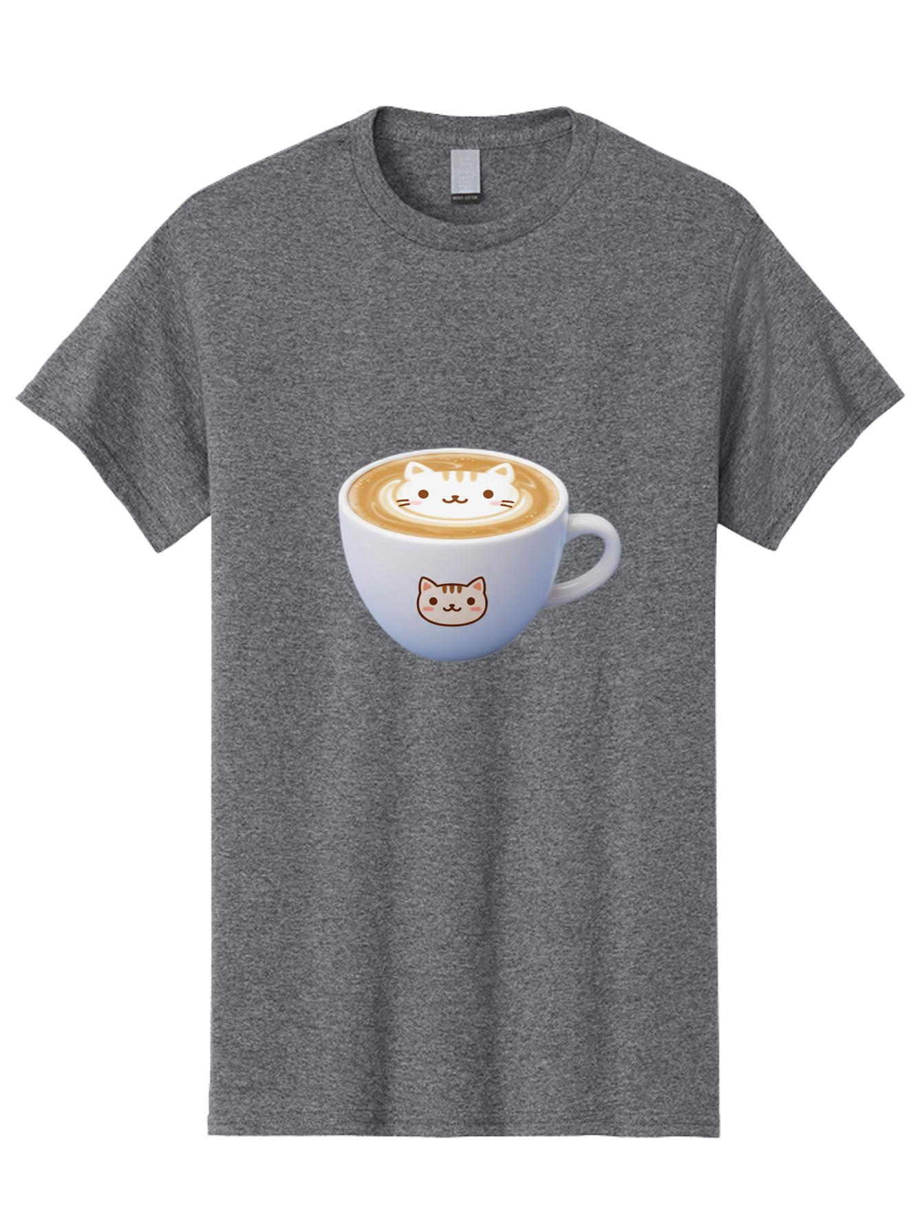 Cat-Coffee Men'S Graphic Tee, 100% Cotton, Comfortable Casual Summer Wear, Machine Washable, Cat Face Latte Art, Coffee Cup Design, Feline Illustration, Cute Cat Graphics, Coffee Culture, Latte Art, Adorable Cat Face Baa275