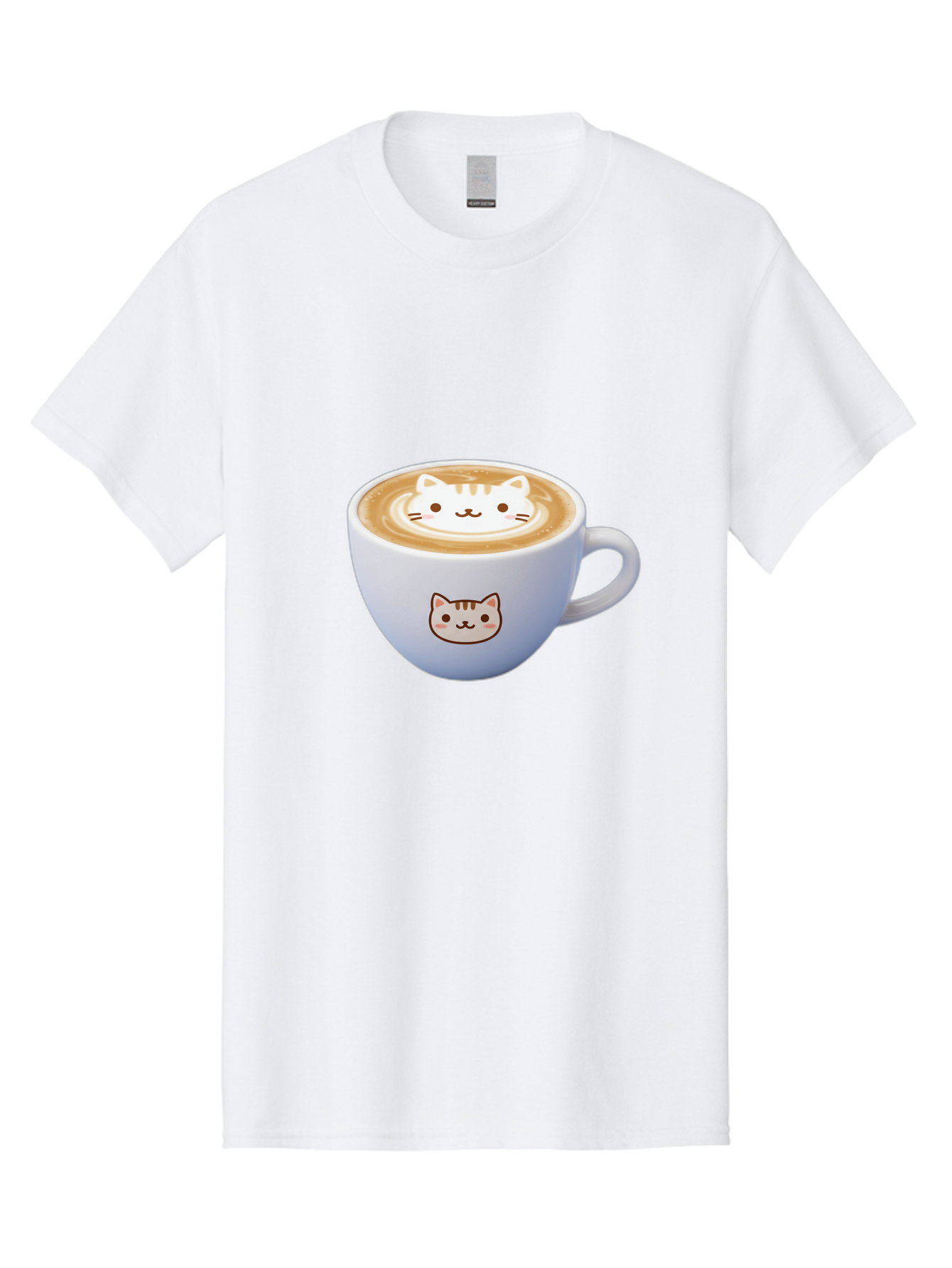 Cat-Coffee Men'S Graphic Tee, 100% Cotton, Comfortable Casual Summer Wear, Machine Washable, Cat Face Latte Art, Coffee Cup Design, Feline Illustration, Cute Cat Graphics, Coffee Culture, Latte Art, Adorable Cat Face Baa275