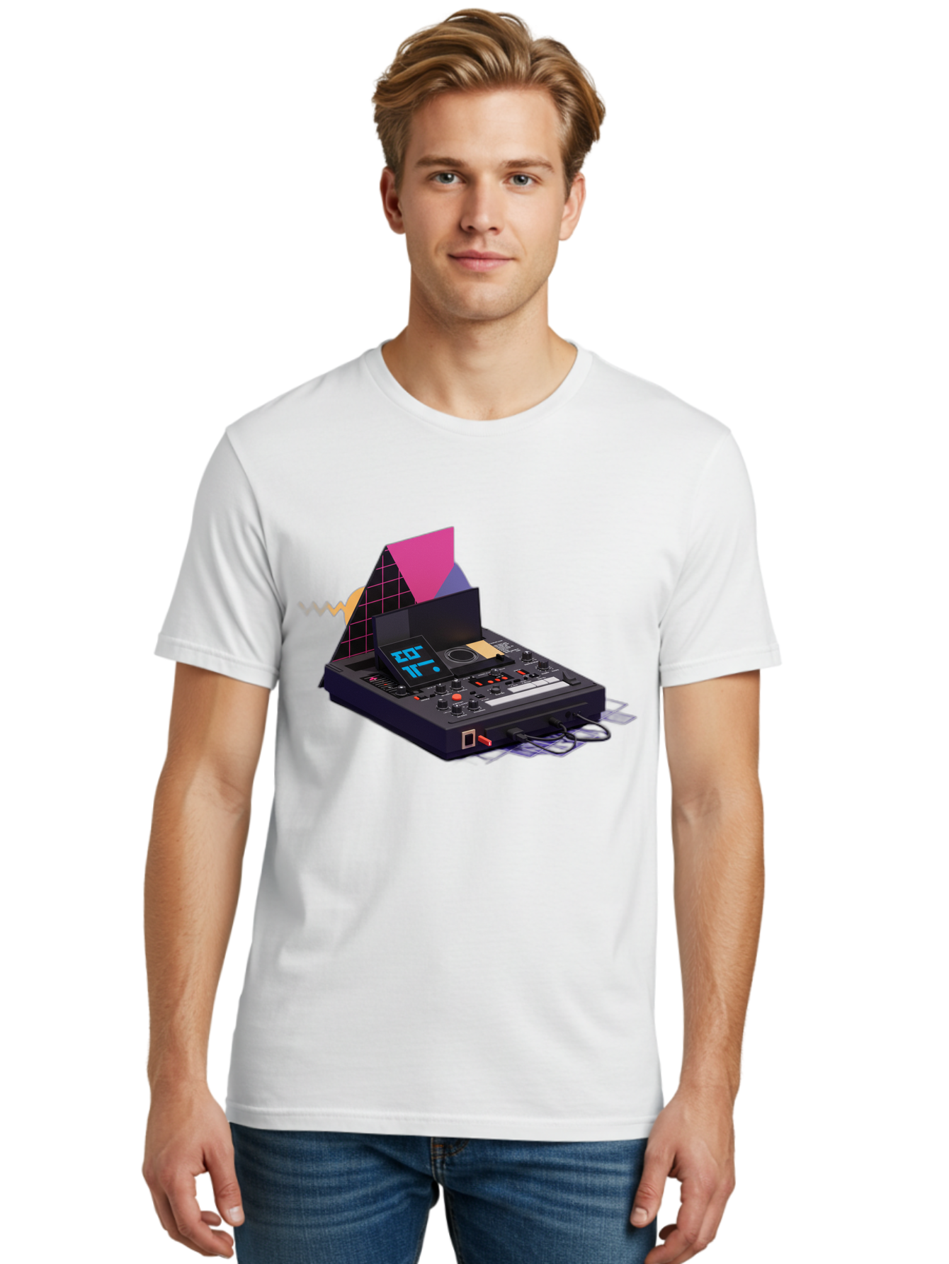 Cdj-Controller Men'S Graphic Tee, 100% Cotton, Comfortable Casual Summer Wear, Machine Washable, Audio Mixer, Sound Equipment, Music Production, Dj Setup, Electronic Dance Music, Audio Engineering, Sound Waves, Mix Control Baa279