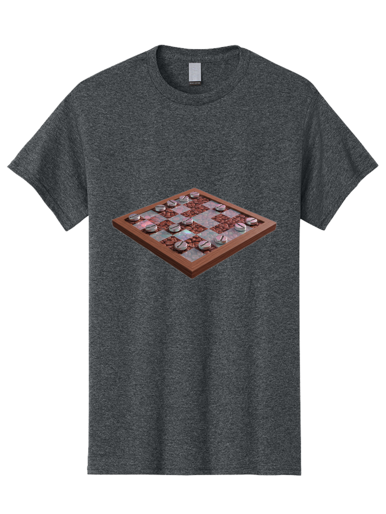 Checkerboard Men'S Graphic Tee, 100% Cotton, Comfortable Casual Summer Wear, Machine Washable, Checkers Game Board, Wooden Checkersboard, Strategy Game, Brown And Gray Checkerboard Pattern, Checkers Pieces, Game Night, Board Game, Baa282