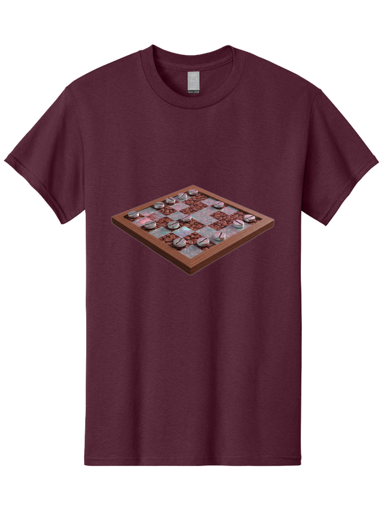 Checkerboard Men'S Graphic Tee, 100% Cotton, Comfortable Casual Summer Wear, Machine Washable, Checkers Game Board, Wooden Checkersboard, Strategy Game, Brown And Gray Checkerboard Pattern, Checkers Pieces, Game Night, Board Game, Baa282