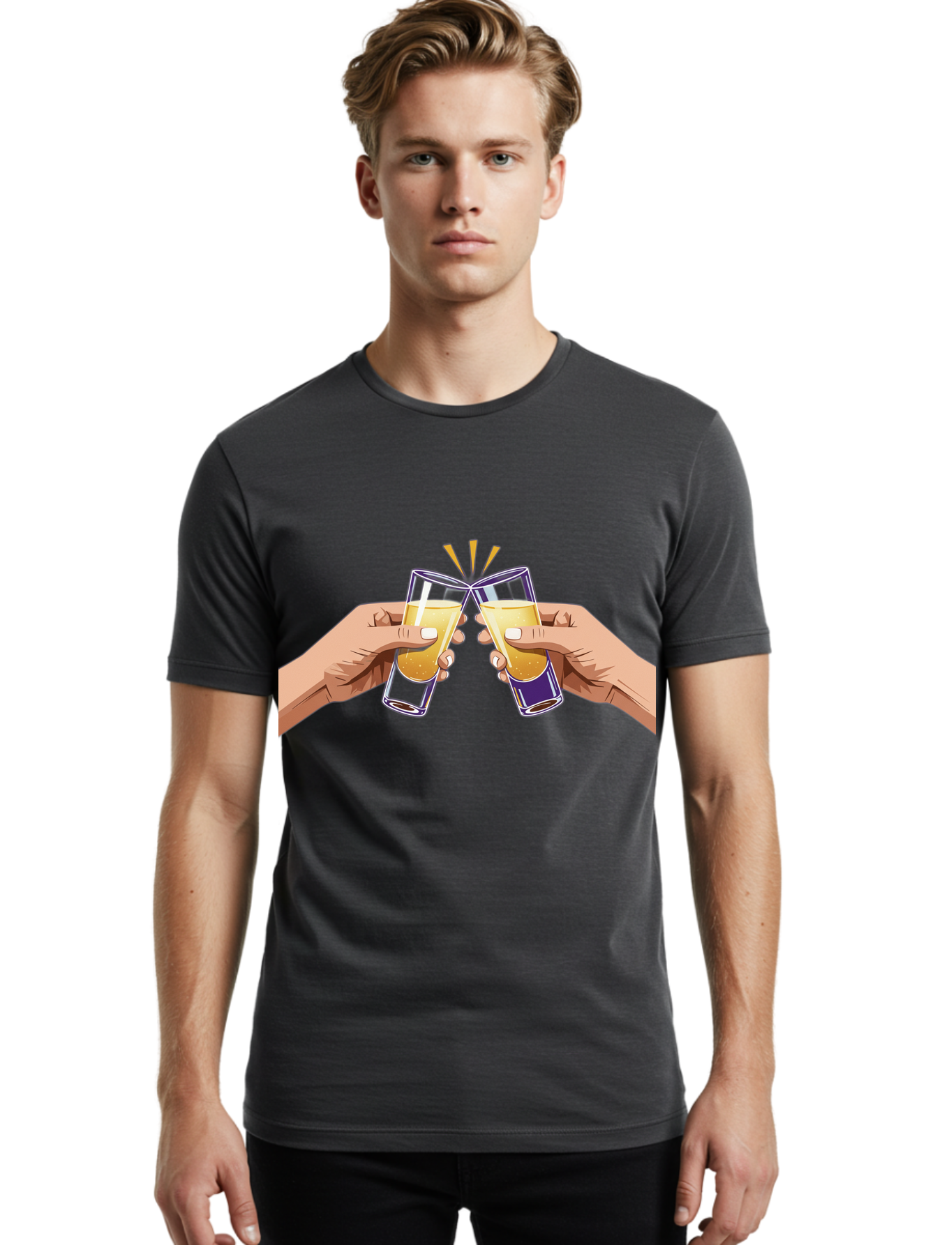 Cheers-1 Men'S Graphic Tee, 100% Cotton, Comfortable Casual Summer Wear, Machine Washable, Toasting Glasses, Celebratory Drinks, Champagne Toast, Beer Cheers, Happy Hour, Party Time, Festive Atmosphere, Social Gathering Baa283