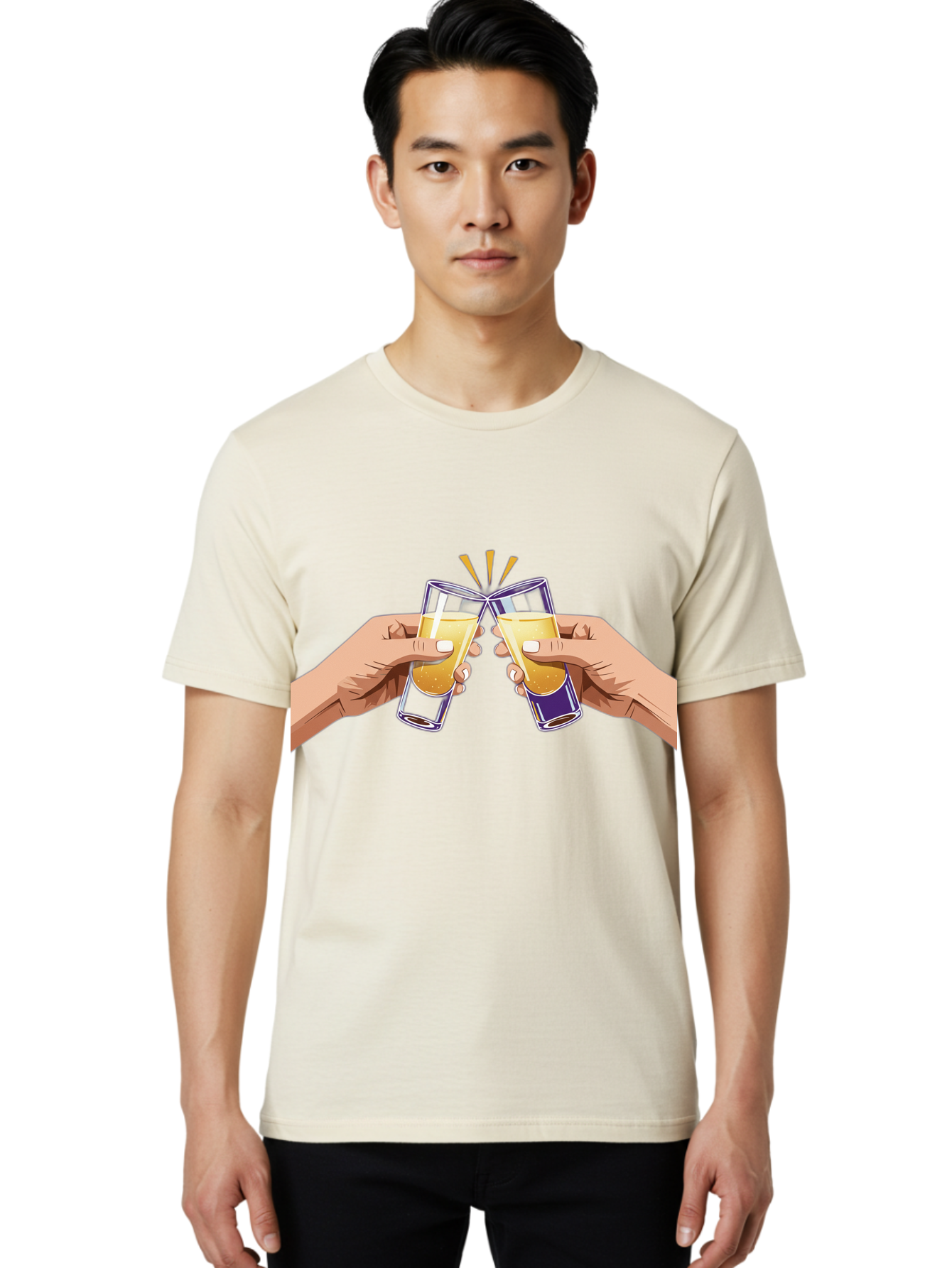 Cheers-1 Men'S Graphic Tee, 100% Cotton, Comfortable Casual Summer Wear, Machine Washable, Toasting Glasses, Celebratory Drinks, Champagne Toast, Beer Cheers, Happy Hour, Party Time, Festive Atmosphere, Social Gathering Baa283