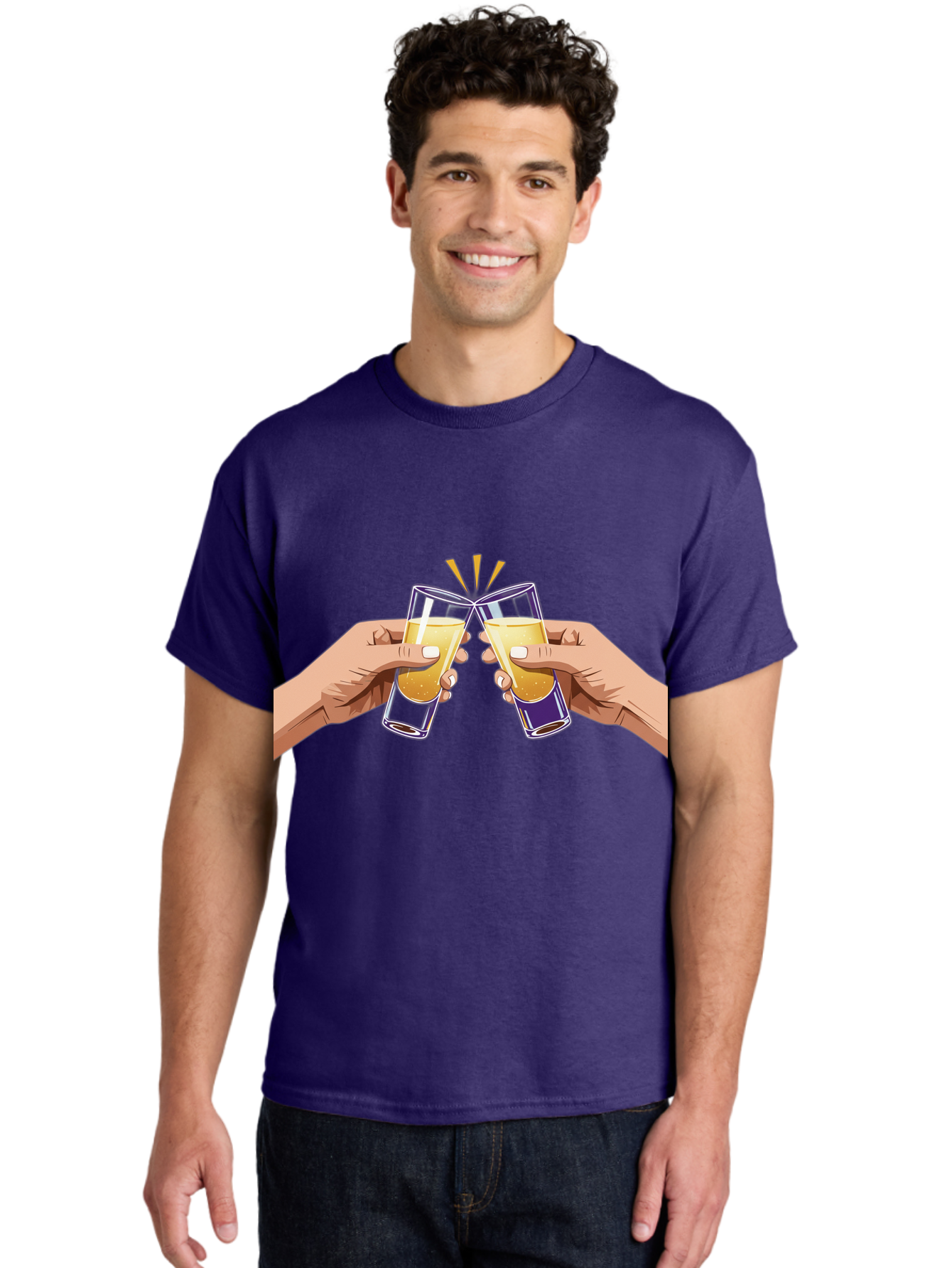 Cheers-1 Men'S Graphic Tee, 100% Cotton, Comfortable Casual Summer Wear, Machine Washable, Toasting Glasses, Celebratory Drinks, Champagne Toast, Beer Cheers, Happy Hour, Party Time, Festive Atmosphere, Social Gathering Baa283
