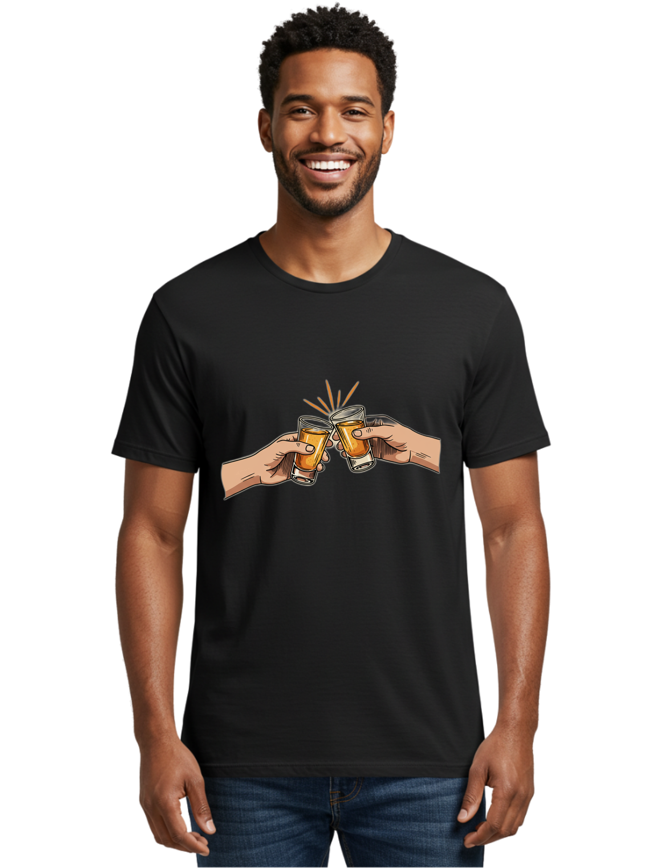 Cheers-3 Men'S Graphic Tee, 100% Cotton, Comfortable Casual Summer Wear, Machine Washable, Clinking Glasses, Beer Cheers, Toast Together, Celebratory Drinks, Friendship Bonding, Social Gathering, Adult Beverages Baa285
