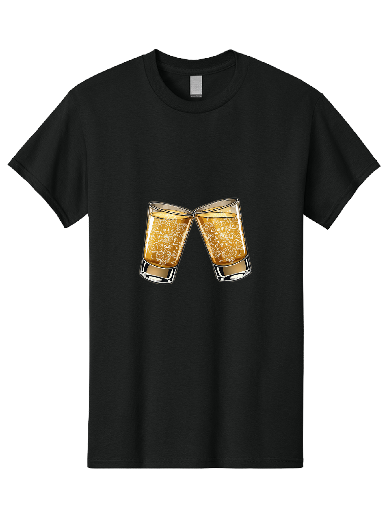 Cheers-4 Men'S Graphic Tee, 100% Cotton, Comfortable Casual Summer Wear, Machine Washable, Whiskey Glasses, Shot Glasses, Cheers Toast, Celebration Drink, Spirits, Luxury Glassware, Ornate Design, Festive Atmosphere, Party, Drink Together Baa286