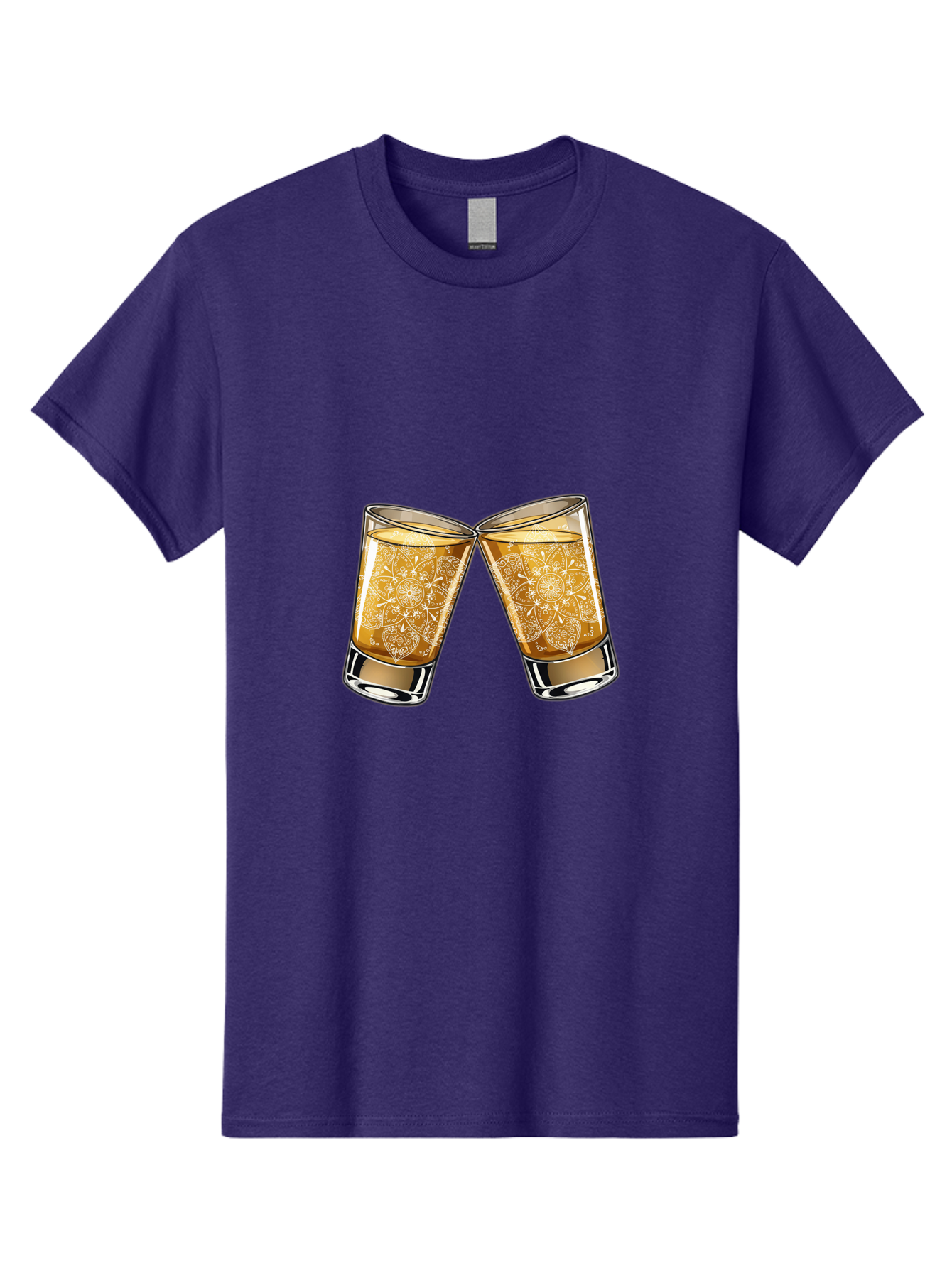 Cheers-4 Men'S Graphic Tee, 100% Cotton, Comfortable Casual Summer Wear, Machine Washable, Whiskey Glasses, Shot Glasses, Cheers Toast, Celebration Drink, Spirits, Luxury Glassware, Ornate Design, Festive Atmosphere, Party, Drink Together Baa286