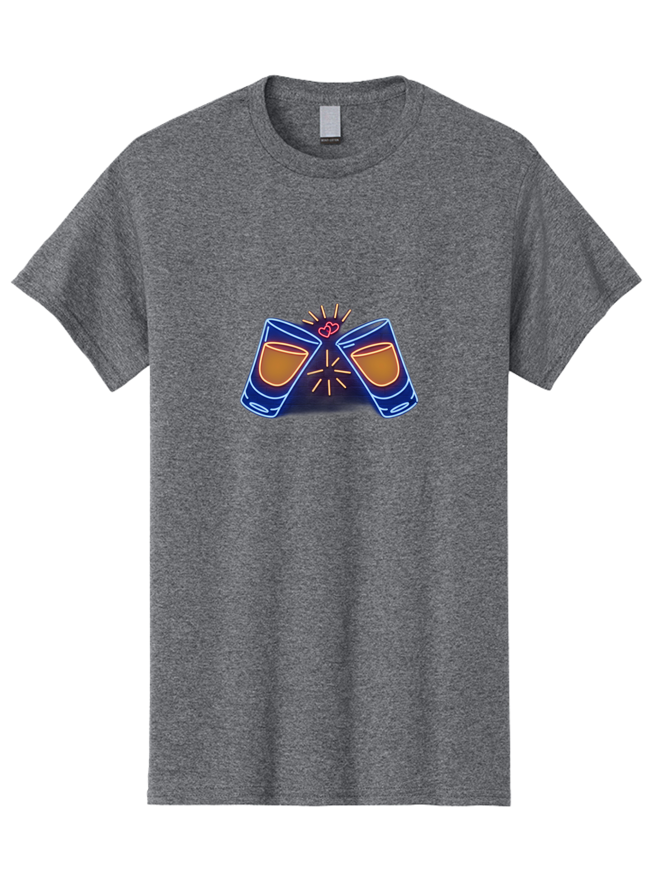 Cheers Men'S Graphic Tee, 100% Cotton, Comfortable Casual Summer Wear, Machine Washable, Cheersing Glasses, Toast, Love Heart, Celebration, Party, Friendship, Glasses Clinking, Festive Mood, Social Gathering Baa287