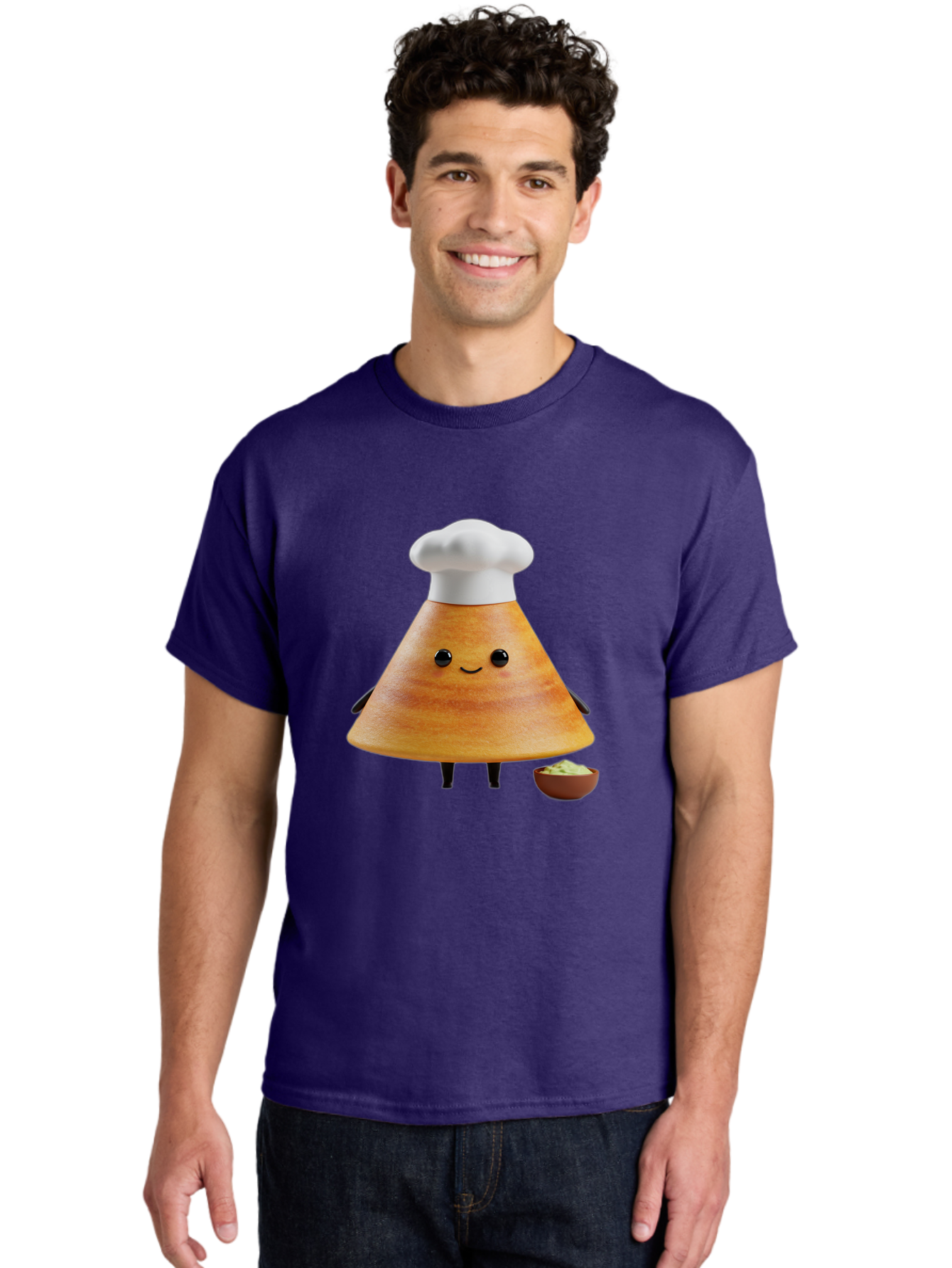 Chef-Cone Men'S Graphic Tee, 100% Cotton, Comfortable Casual Summer Wear, Machine Washable, Cartoon Character, Chef Hat, Cooking, Food, Sauce, Condiment, Kitchen, Culinary, Recipe, Cartoon Mascot, Anthropomorphic, 3D Illustration Baa288