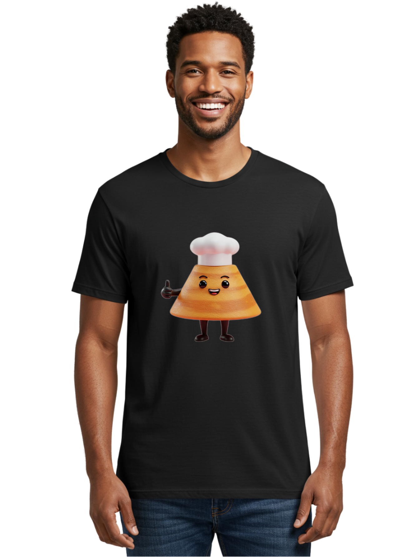 Chef-Hat-Mushroom-Character Men'S Graphic Tee, 100% Cotton, Comfortable Casual Summer Wear, Machine Washable, Cartoon Mushroom, Chef Hat, Thumbs Up, Happy Face, Cooking, Culinary, Chef Character, Mushroom Mascot, Kitchen, Funny, Adorable, Baa289