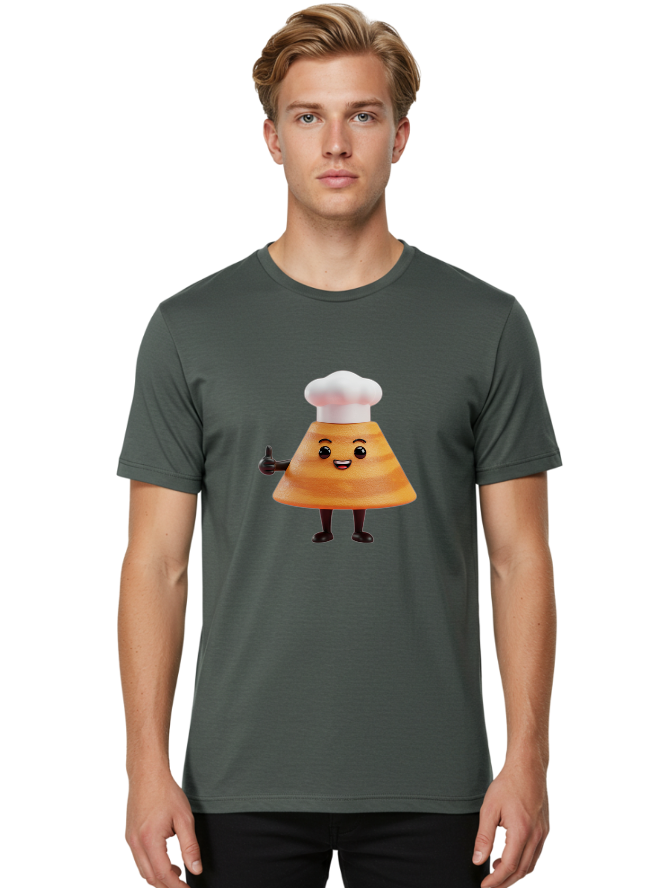 Chef-Hat-Mushroom-Character Men'S Graphic Tee, 100% Cotton, Comfortable Casual Summer Wear, Machine Washable, Cartoon Mushroom, Chef Hat, Thumbs Up, Happy Face, Cooking, Culinary, Chef Character, Mushroom Mascot, Kitchen, Funny, Adorable, Baa289