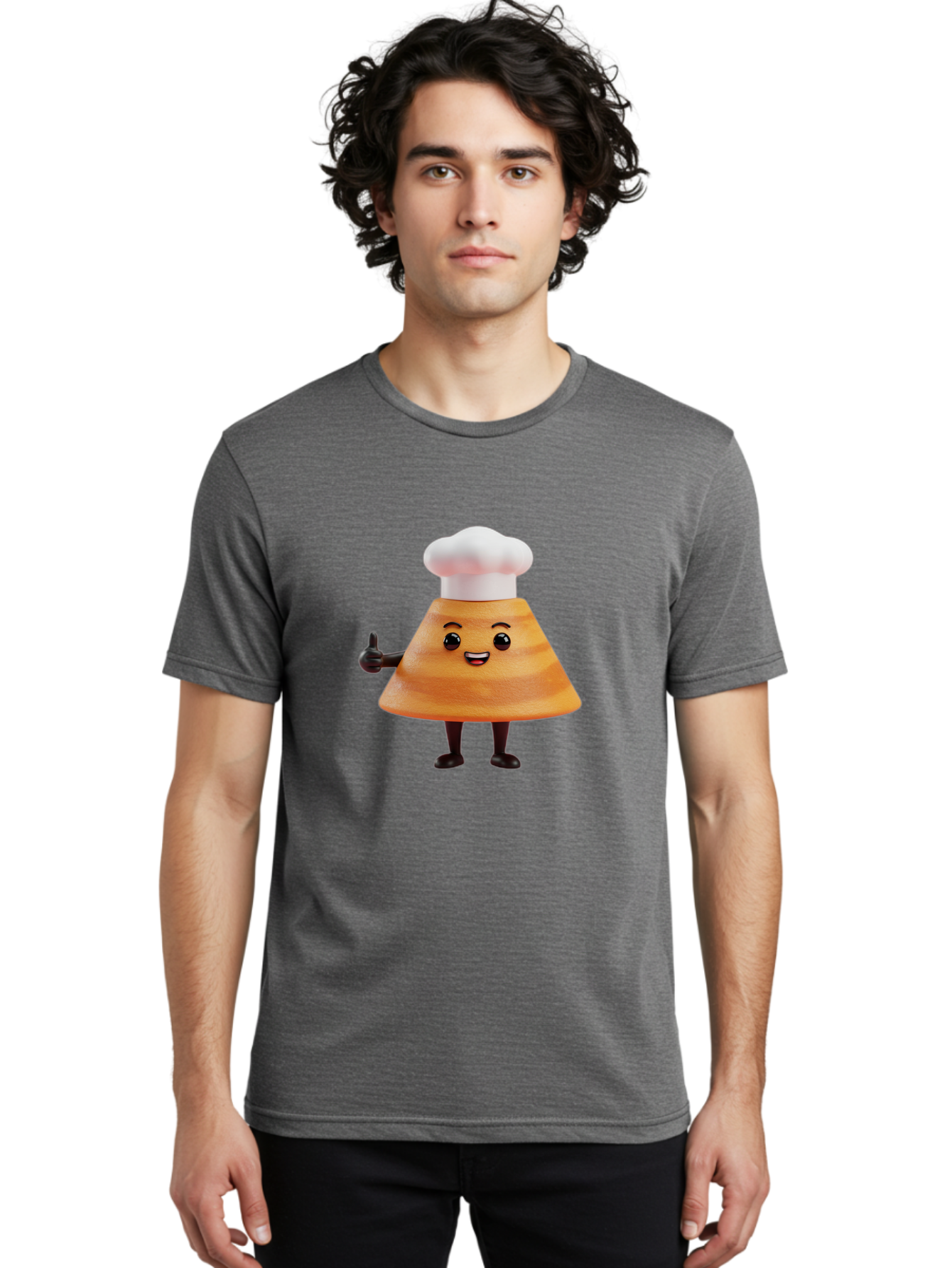 Chef-Hat-Mushroom-Character Men'S Graphic Tee, 100% Cotton, Comfortable Casual Summer Wear, Machine Washable, Cartoon Mushroom, Chef Hat, Thumbs Up, Happy Face, Cooking, Culinary, Chef Character, Mushroom Mascot, Kitchen, Funny, Adorable, Baa289