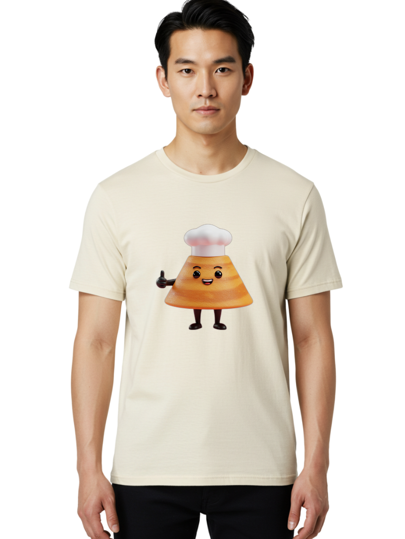 Chef-Hat-Mushroom-Character Men'S Graphic Tee, 100% Cotton, Comfortable Casual Summer Wear, Machine Washable, Cartoon Mushroom, Chef Hat, Thumbs Up, Happy Face, Cooking, Culinary, Chef Character, Mushroom Mascot, Kitchen, Funny, Adorable, Baa289