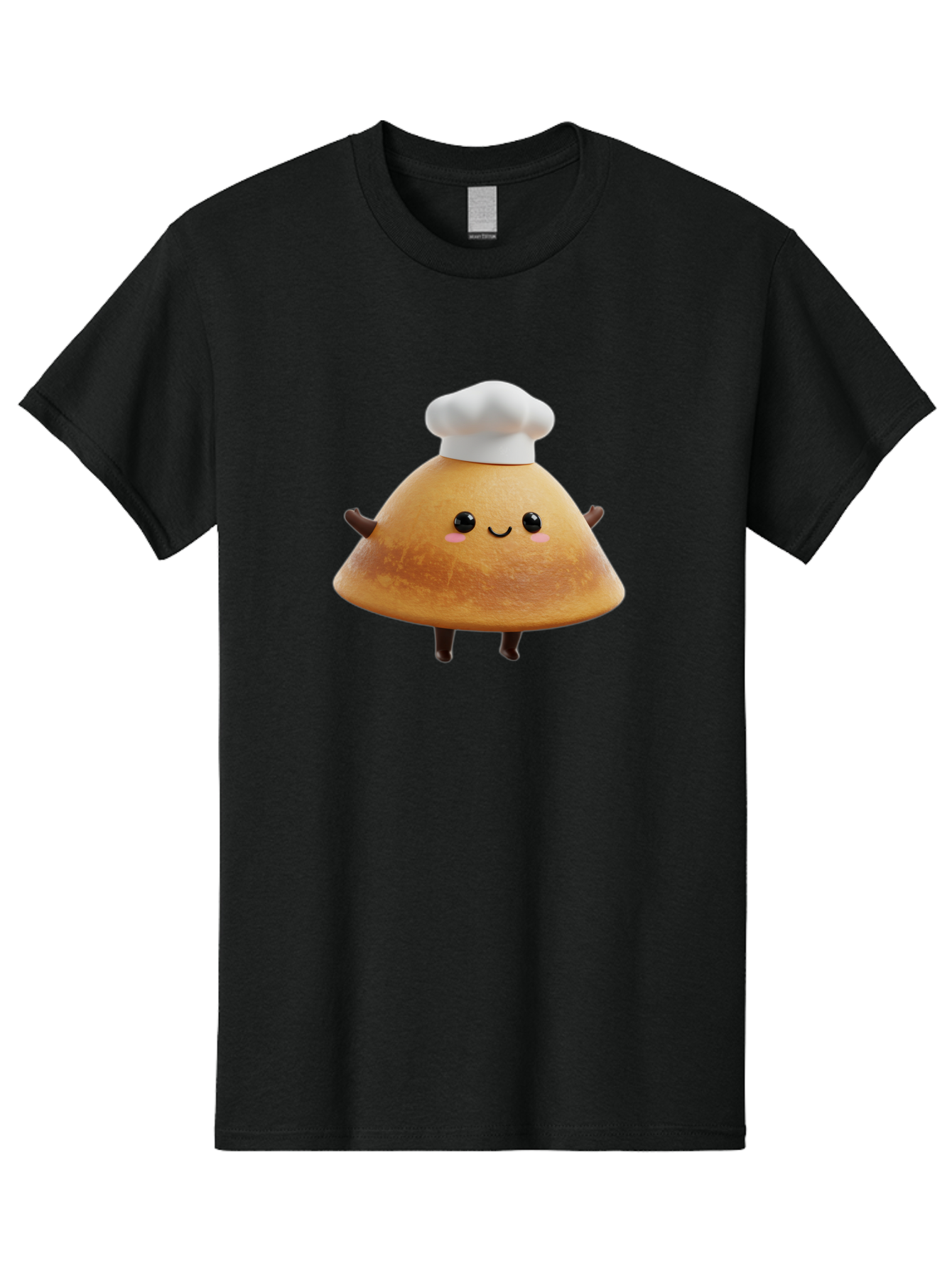 Chef-Hat-Mushroom Men'S Graphic Tee, 100% Cotton, Comfortable Casual Summer Wear, Machine Washable, Croissant Character, Chef Hat, Happy Face, Pink Blush, Smiling Mouth, Cute Pastry, Bakery Illustration, Cartoon Food, Animated Treat, Baa290