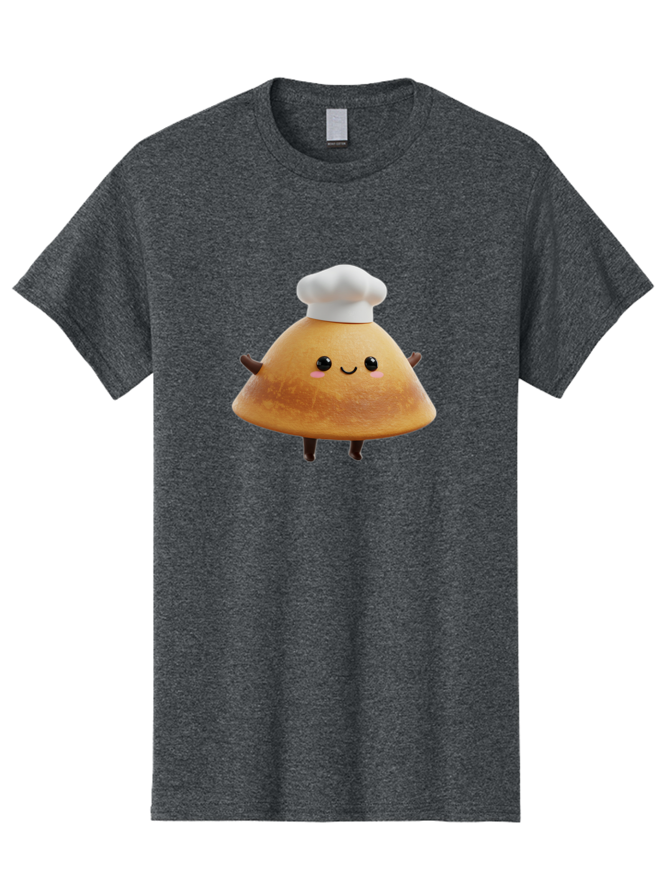 Chef-Hat-Mushroom Men'S Graphic Tee, 100% Cotton, Comfortable Casual Summer Wear, Machine Washable, Croissant Character, Chef Hat, Happy Face, Pink Blush, Smiling Mouth, Cute Pastry, Bakery Illustration, Cartoon Food, Animated Treat, Baa290