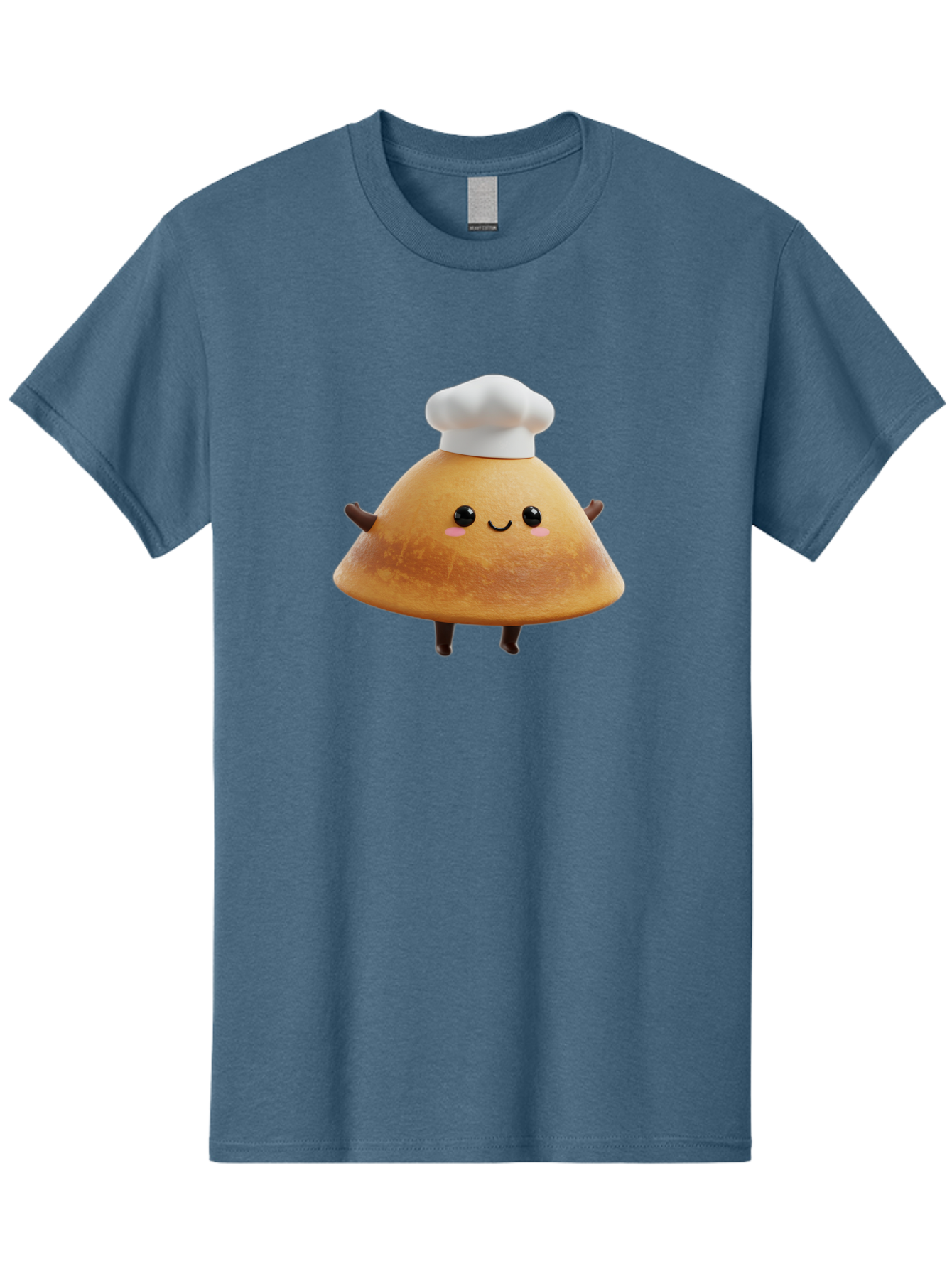 Chef-Hat-Mushroom Men'S Graphic Tee, 100% Cotton, Comfortable Casual Summer Wear, Machine Washable, Croissant Character, Chef Hat, Happy Face, Pink Blush, Smiling Mouth, Cute Pastry, Bakery Illustration, Cartoon Food, Animated Treat, Baa290