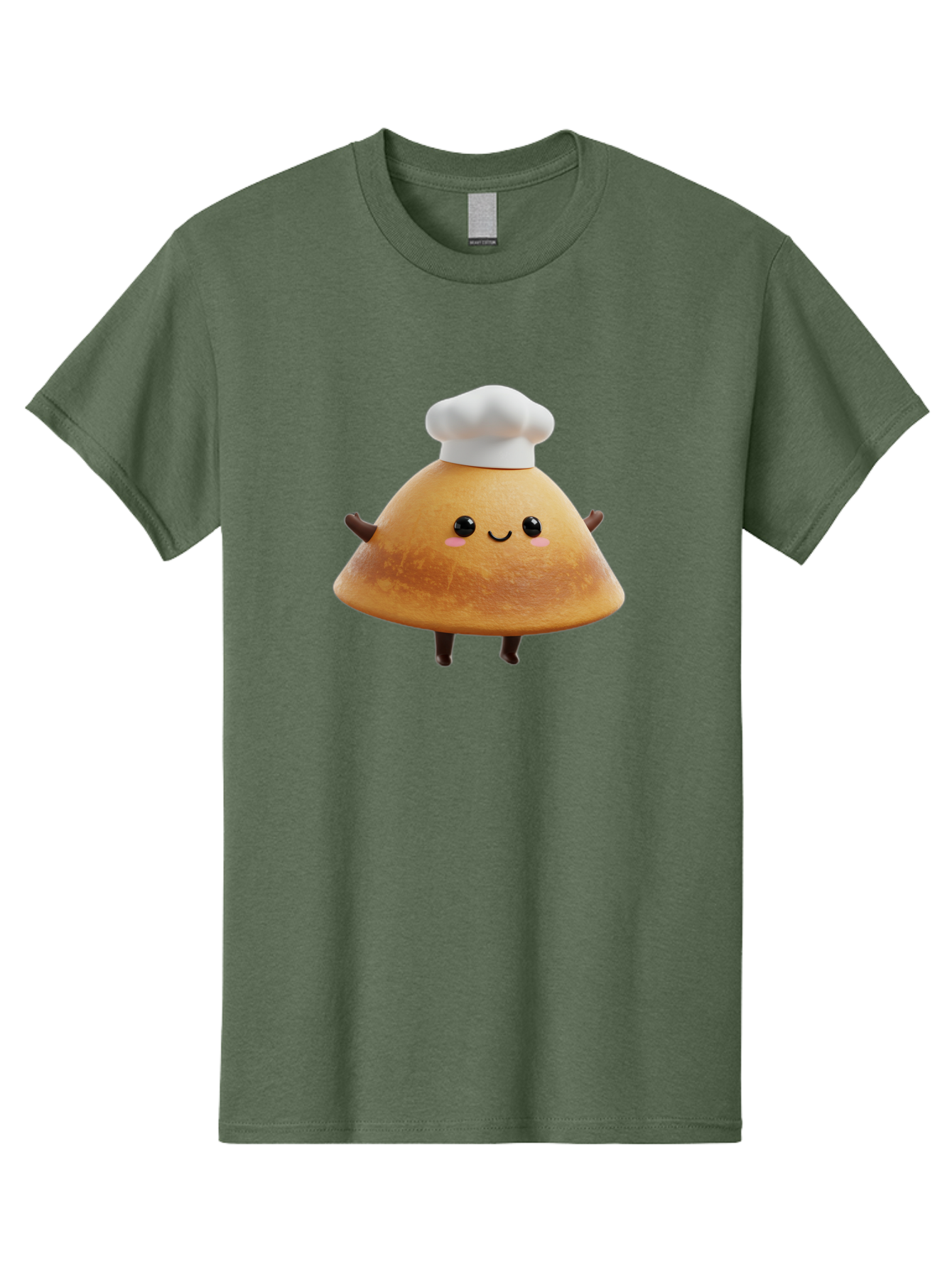Chef-Hat-Mushroom Men'S Graphic Tee, 100% Cotton, Comfortable Casual Summer Wear, Machine Washable, Croissant Character, Chef Hat, Happy Face, Pink Blush, Smiling Mouth, Cute Pastry, Bakery Illustration, Cartoon Food, Animated Treat, Baa290