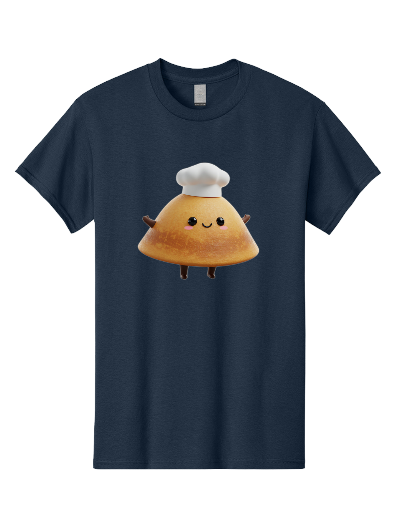 Chef-Hat-Mushroom Men'S Graphic Tee, 100% Cotton, Comfortable Casual Summer Wear, Machine Washable, Croissant Character, Chef Hat, Happy Face, Pink Blush, Smiling Mouth, Cute Pastry, Bakery Illustration, Cartoon Food, Animated Treat, Baa290