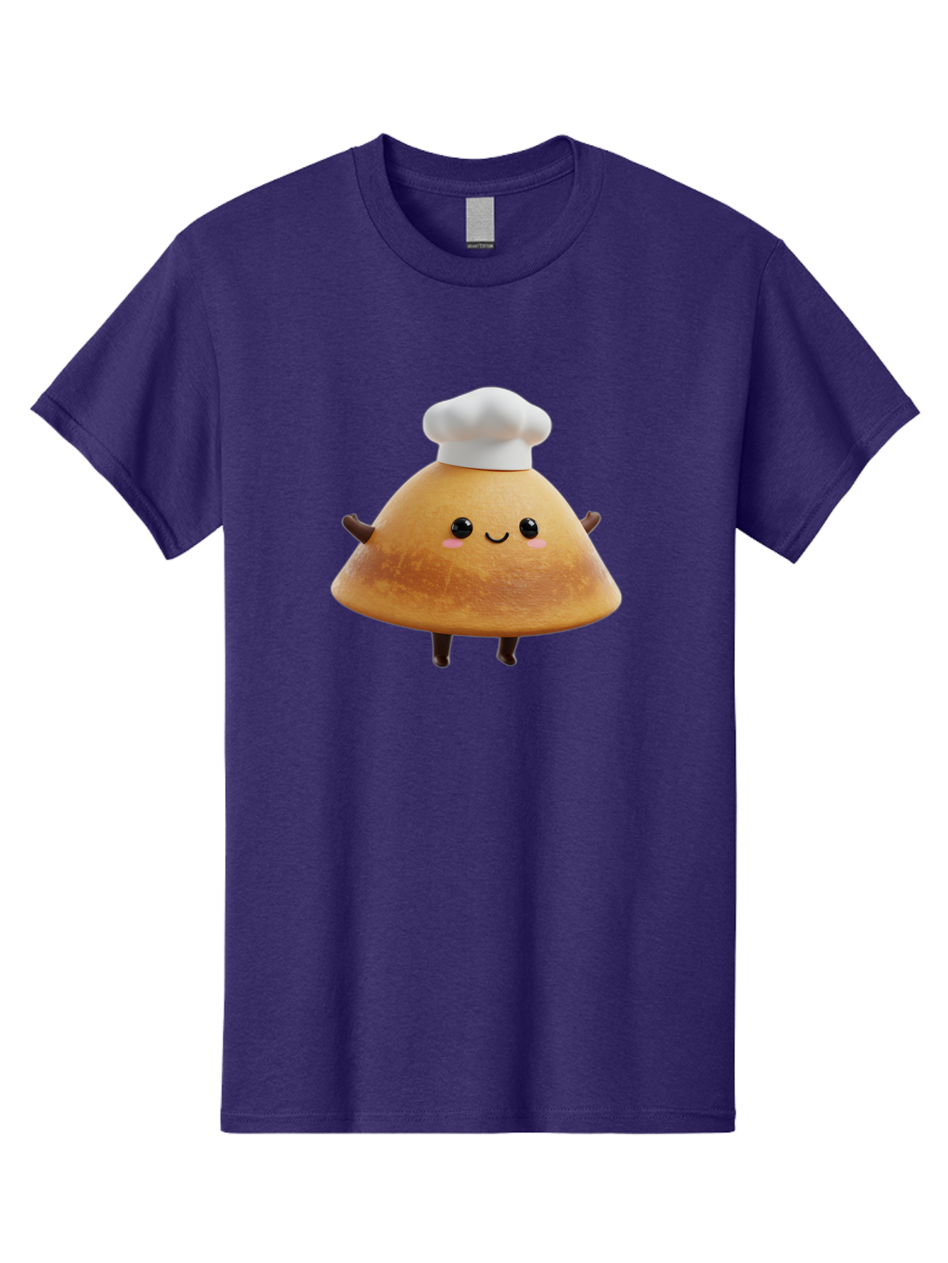 Chef-Hat-Mushroom Men'S Graphic Tee, 100% Cotton, Comfortable Casual Summer Wear, Machine Washable, Croissant Character, Chef Hat, Happy Face, Pink Blush, Smiling Mouth, Cute Pastry, Bakery Illustration, Cartoon Food, Animated Treat, Baa290