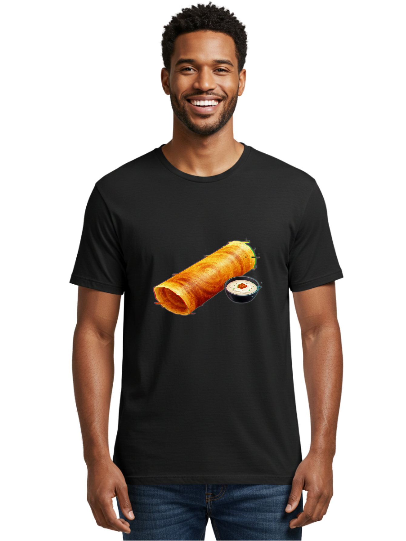 Chicken-Roll Men'S Graphic Tee, 100% Cotton, Comfortable Casual Summer Wear, Machine Washable, Masala Dosa, South Indian Cuisine, Dosa With Chutney, Indian Breakfast, Street Food, Traditional Recipe, Dosa Roll, Chutney Bowl, Crispy Dosa, Baa291